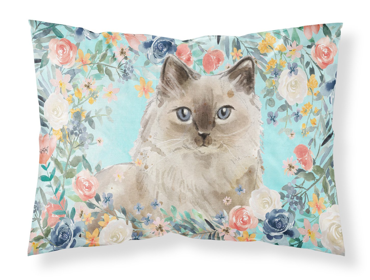 Ragdoll Spring Flowers Fabric Standard Pillowcase CK3396PILLOWCASE by Caroline's Treasures