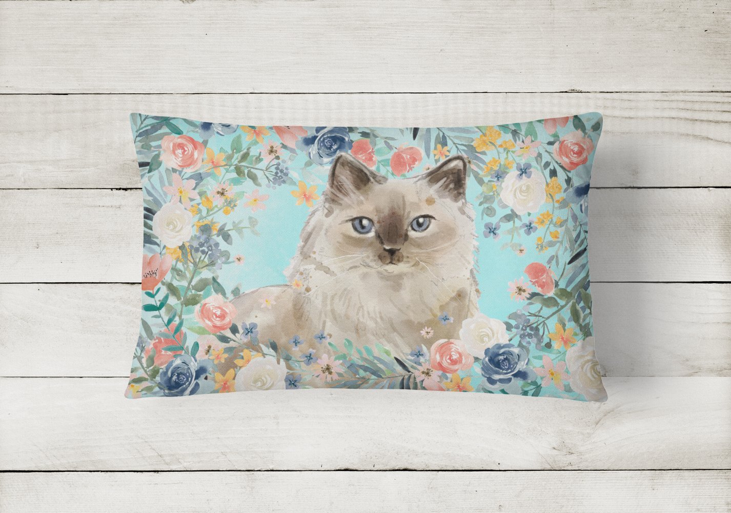 Ragdoll Spring Flowers Canvas Fabric Decorative Pillow CK3396PW1216 by Caroline's Treasures