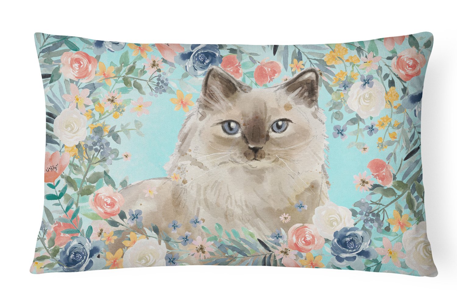 Ragdoll Spring Flowers Canvas Fabric Decorative Pillow CK3396PW1216 by Caroline's Treasures