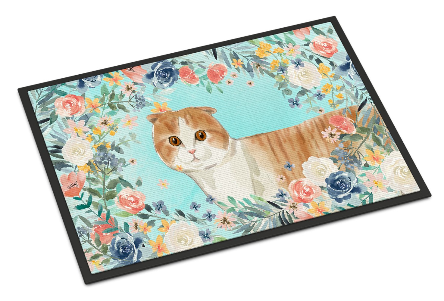 Scottish Fold Spring Flowers Indoor or Outdoor Mat 24x36 CK3397JMAT by Caroline's Treasures