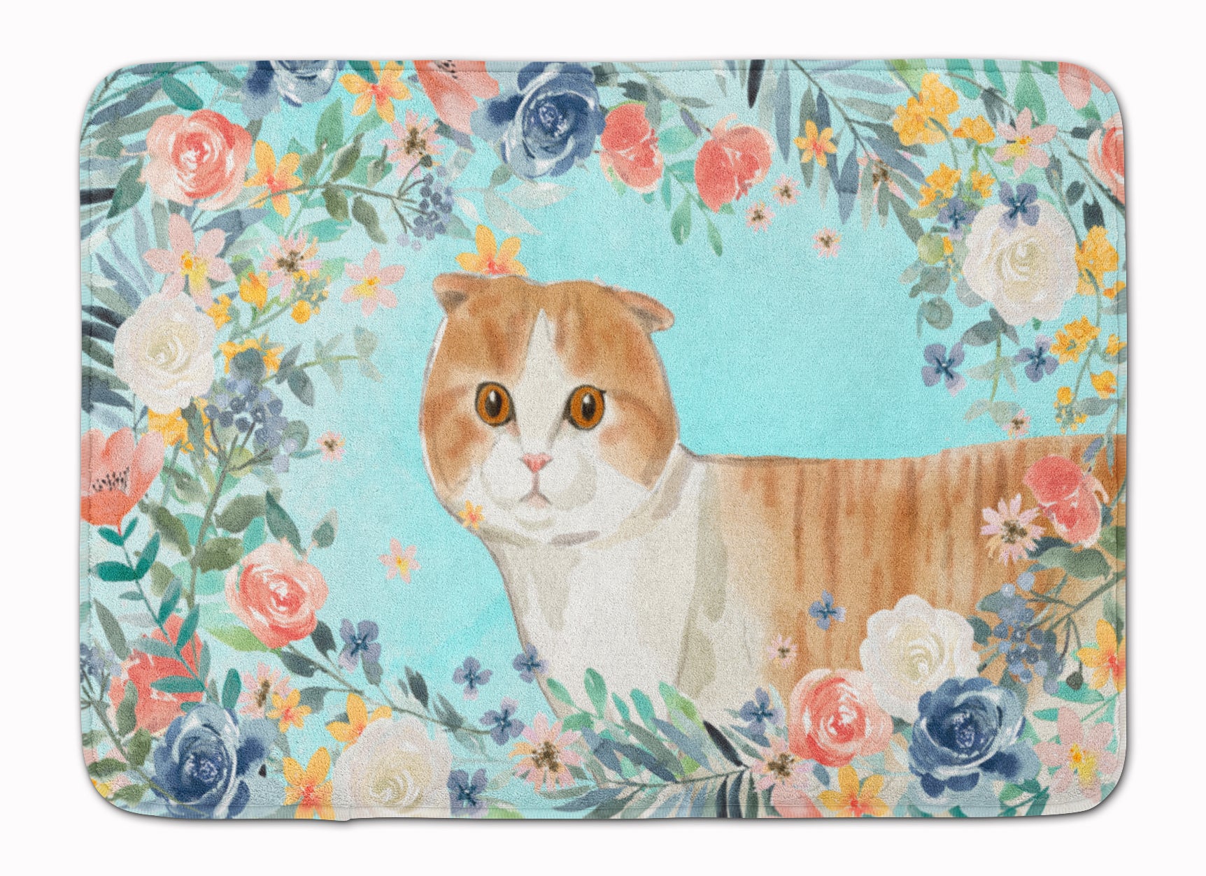 Scottish Fold Spring Flowers Machine Washable Memory Foam Mat CK3397RUG - the-store.com