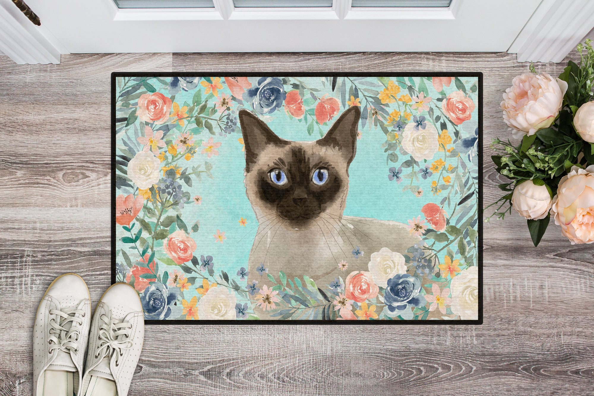 Siamese Spring Flowers Indoor or Outdoor Mat 24x36 CK3398JMAT by Caroline's Treasures