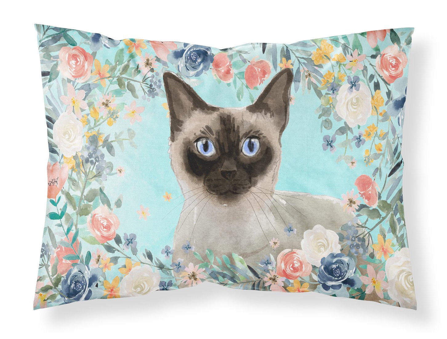 Siamese Spring Flowers Fabric Standard Pillowcase CK3398PILLOWCASE by Caroline's Treasures