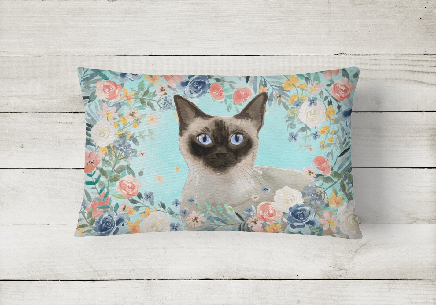 Siamese Spring Flowers Canvas Fabric Decorative Pillow CK3398PW1216 by Caroline's Treasures