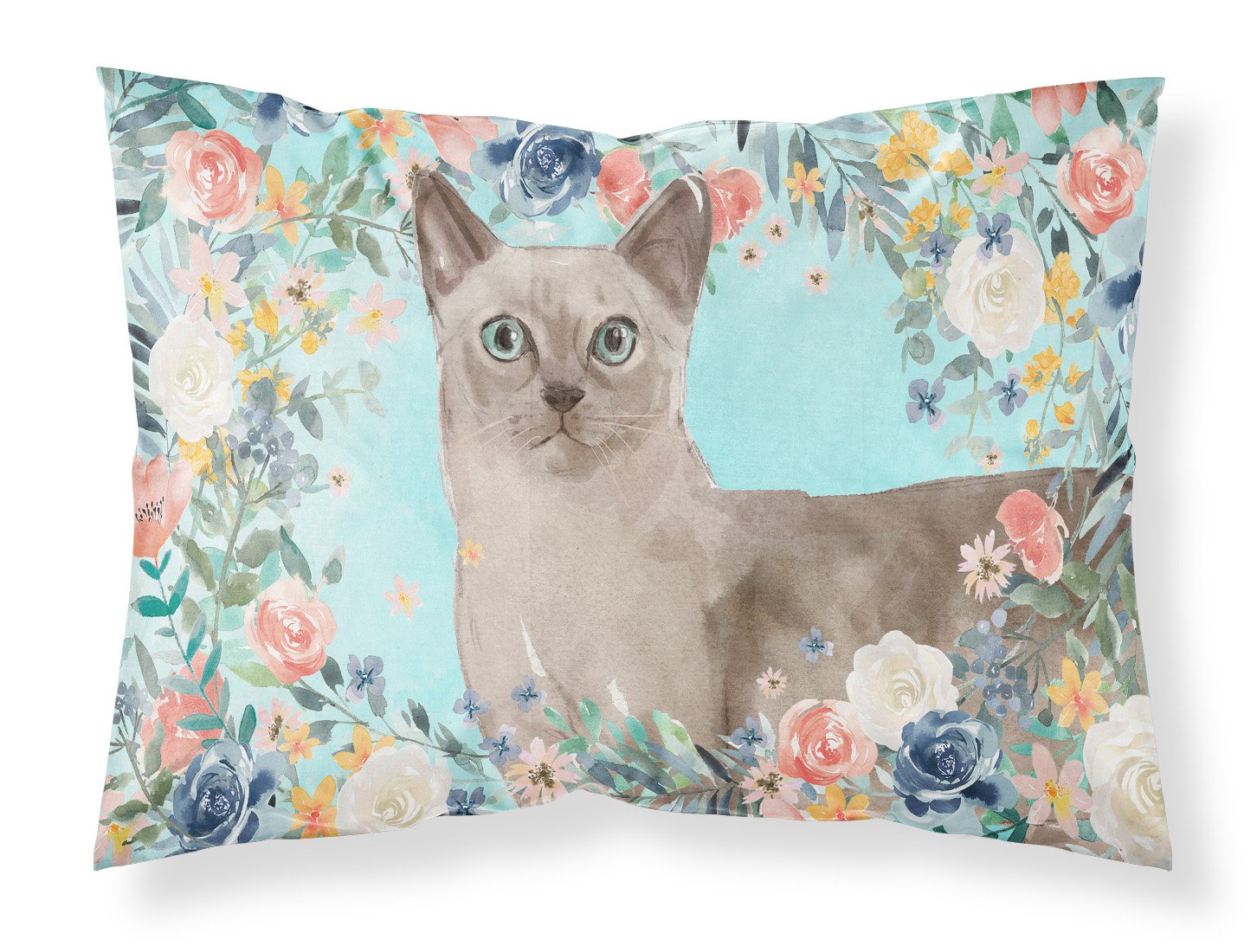 Tonkinese Spring Flowers Fabric Standard Pillowcase CK3400PILLOWCASE by Caroline's Treasures