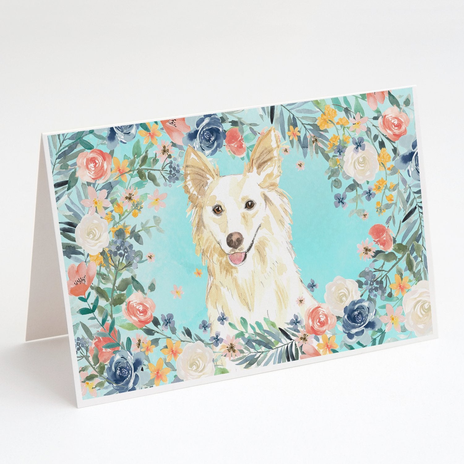 Buy this  White Collie Greeting Cards and Envelopes Pack of 8