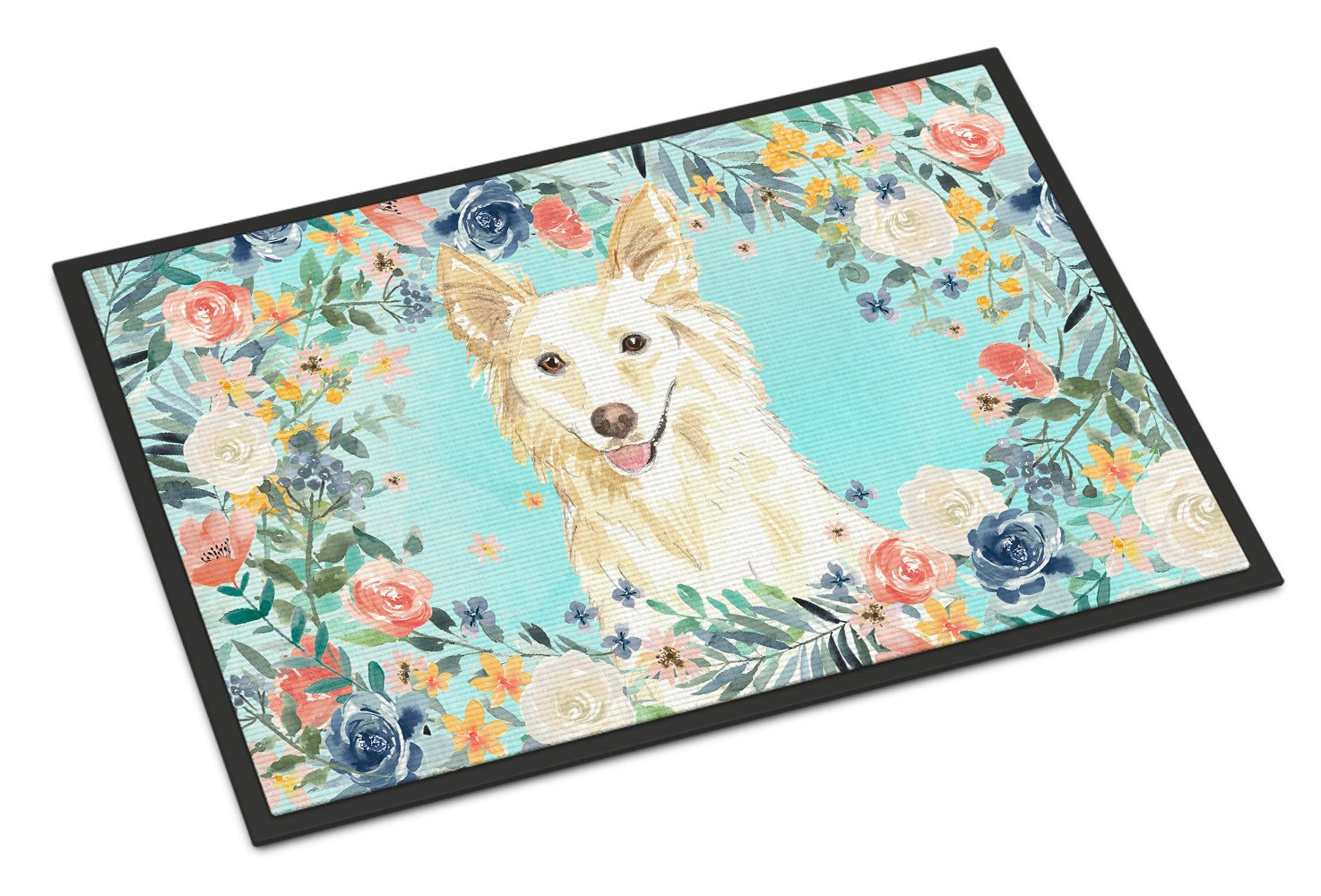 White Collie Indoor or Outdoor Mat 24x36 CK3403JMAT by Caroline's Treasures