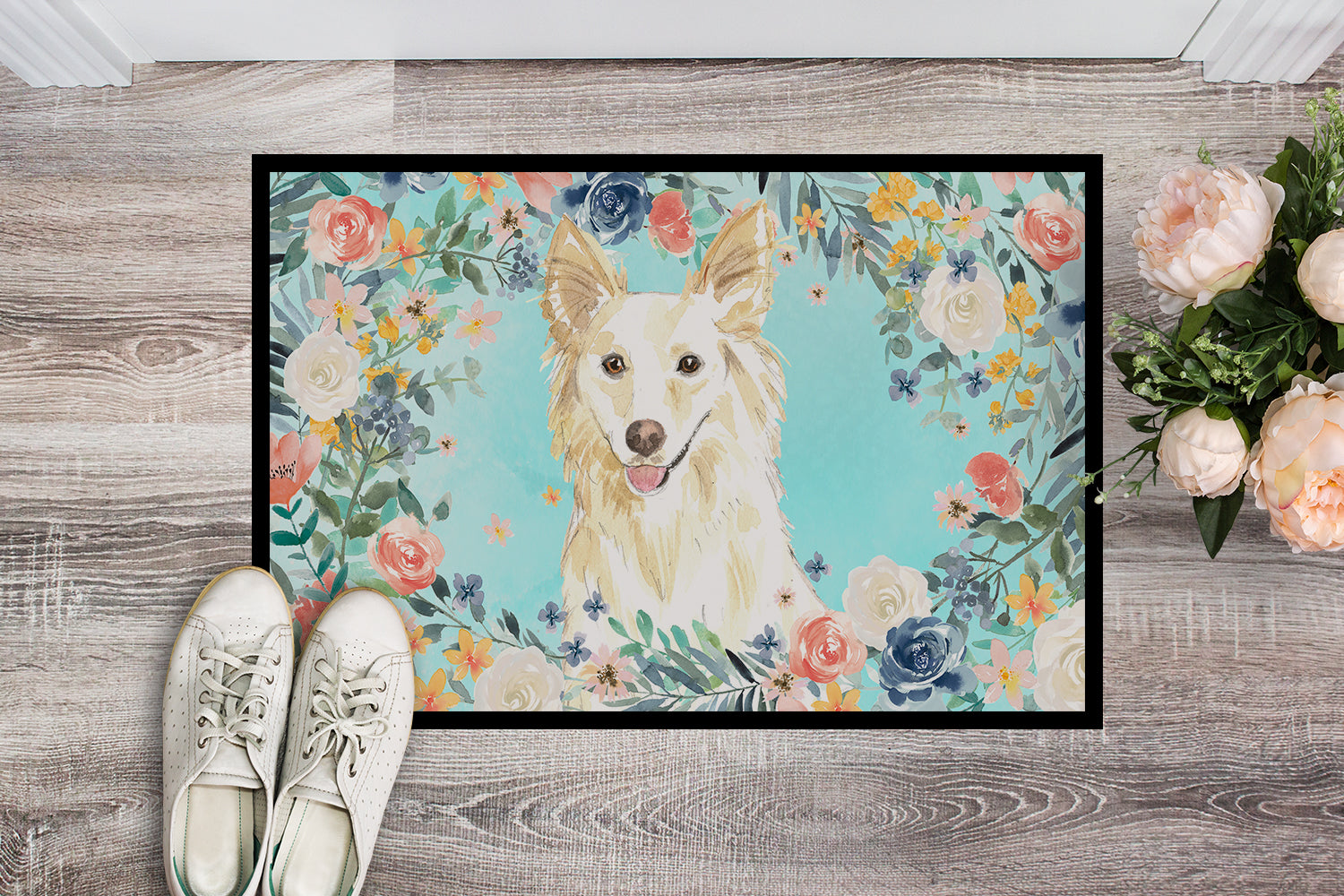 White Collie Indoor or Outdoor Mat 18x27 CK3403MAT - the-store.com