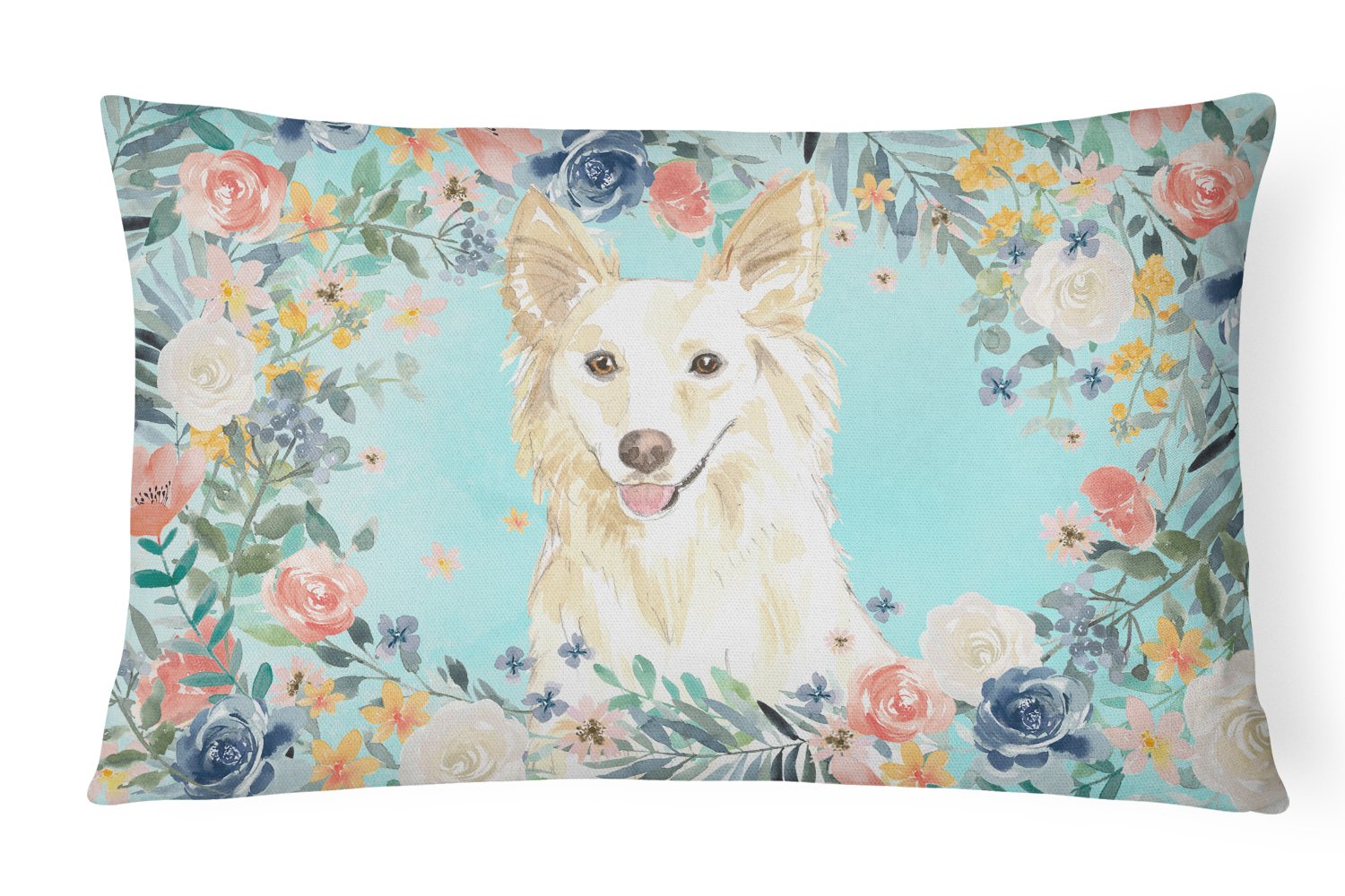 White Collie Canvas Fabric Decorative Pillow CK3403PW1216 by Caroline's Treasures