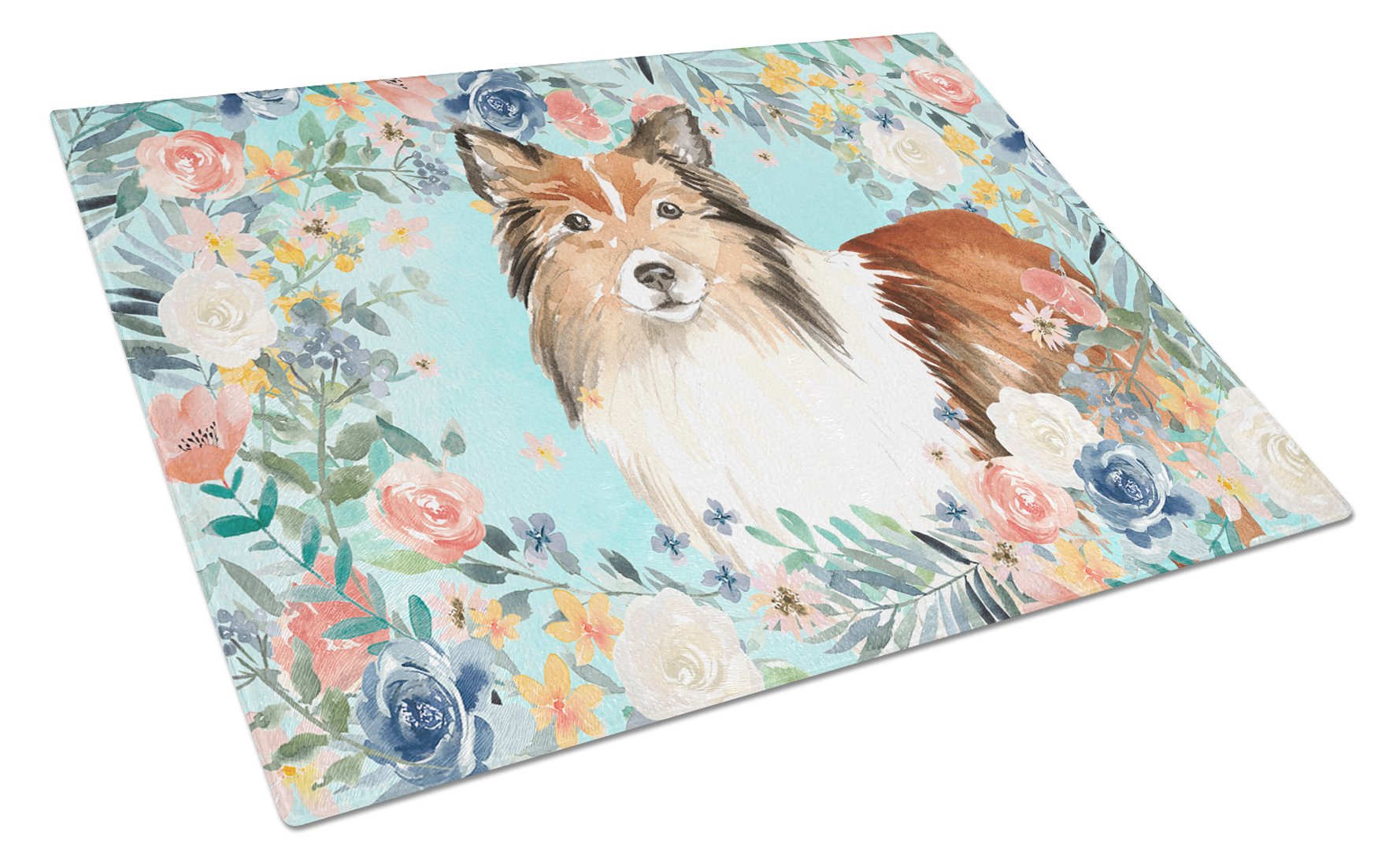 Sheltie Glass Cutting Board Large CK3411LCB by Caroline's Treasures