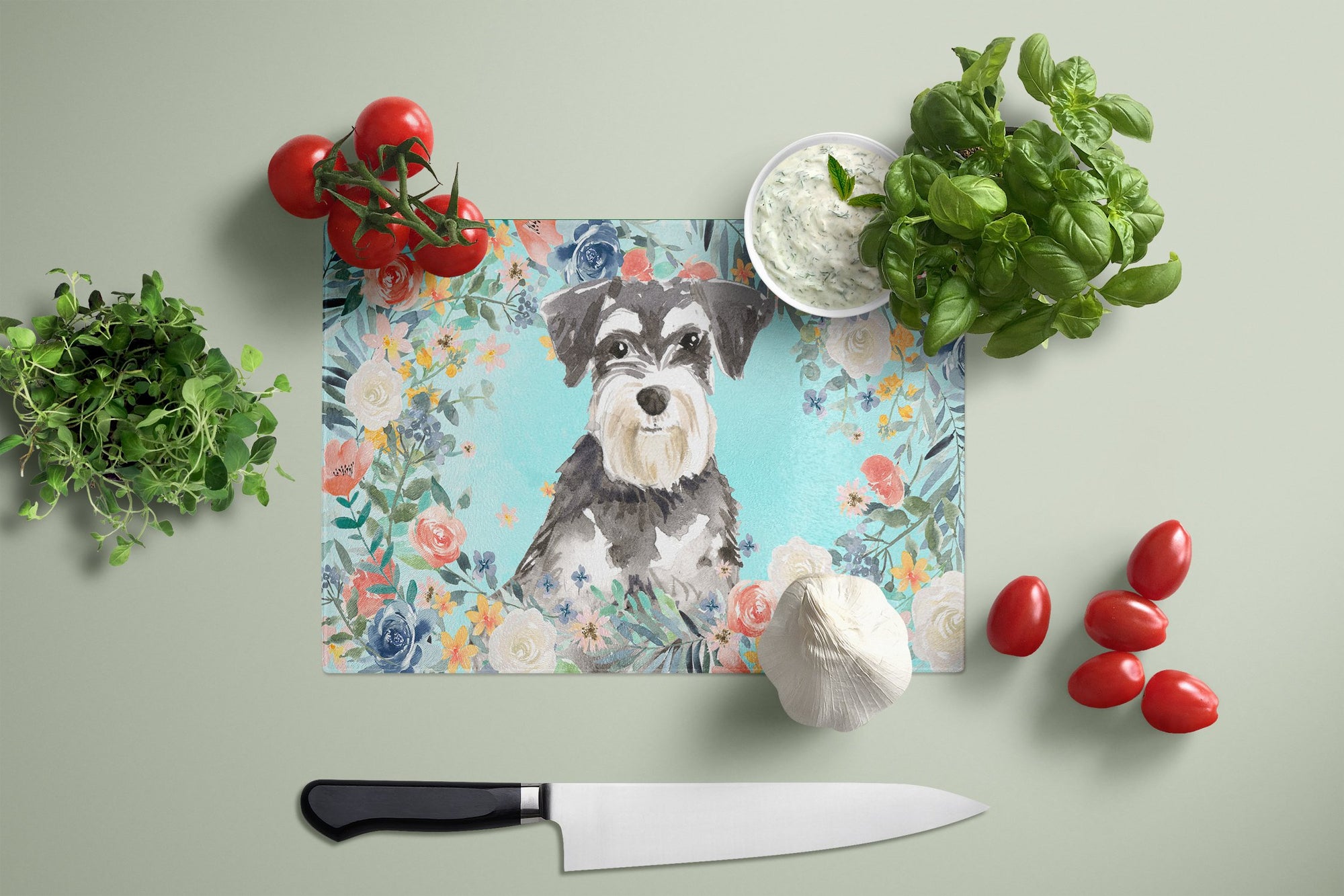 Schnauzer #2 Glass Cutting Board Large CK3417LCB by Caroline's Treasures