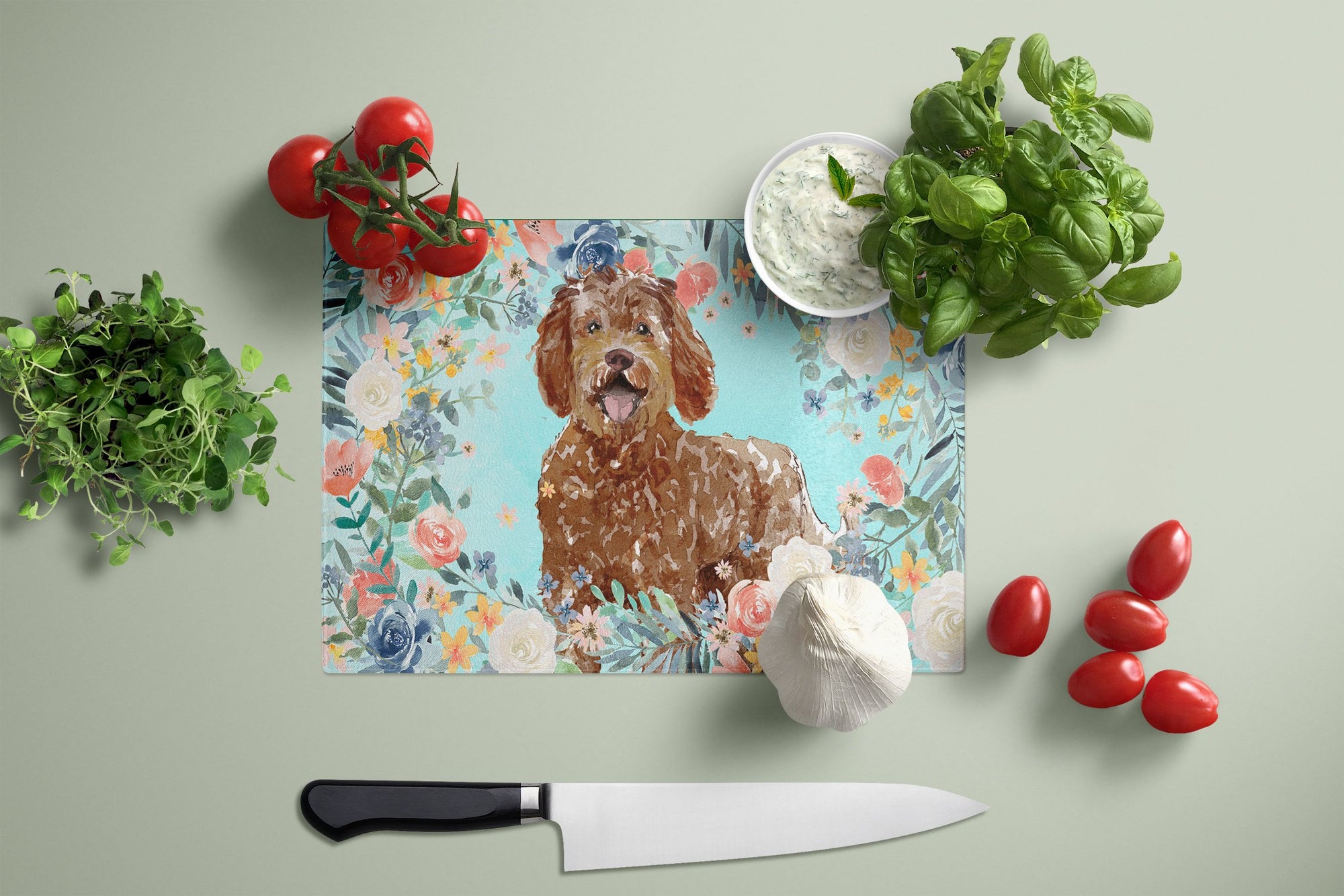 Labradoodle Glass Cutting Board Large CK3421LCB by Caroline's Treasures