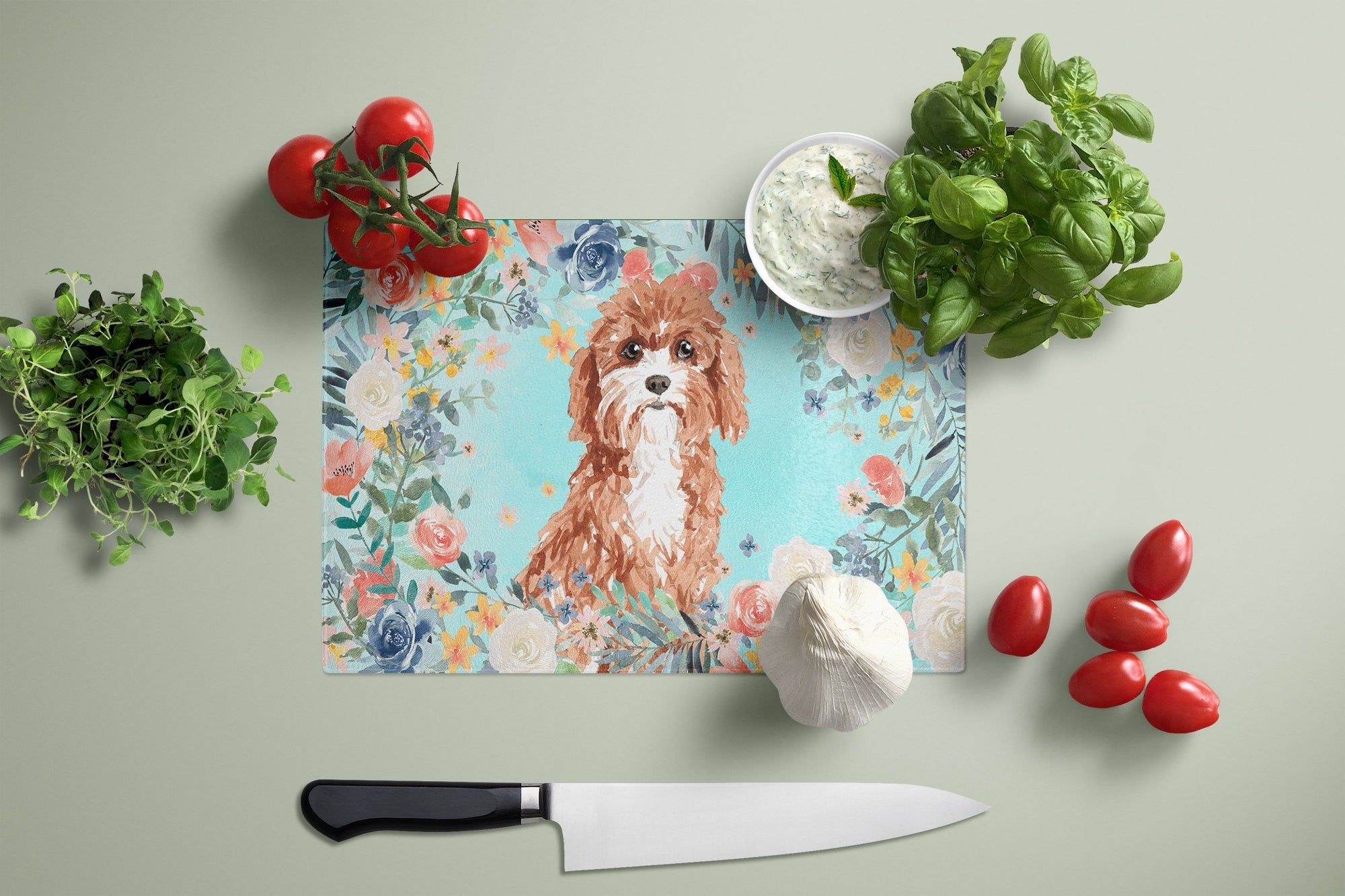 Cavapoo Glass Cutting Board Large CK3428LCB by Caroline's Treasures