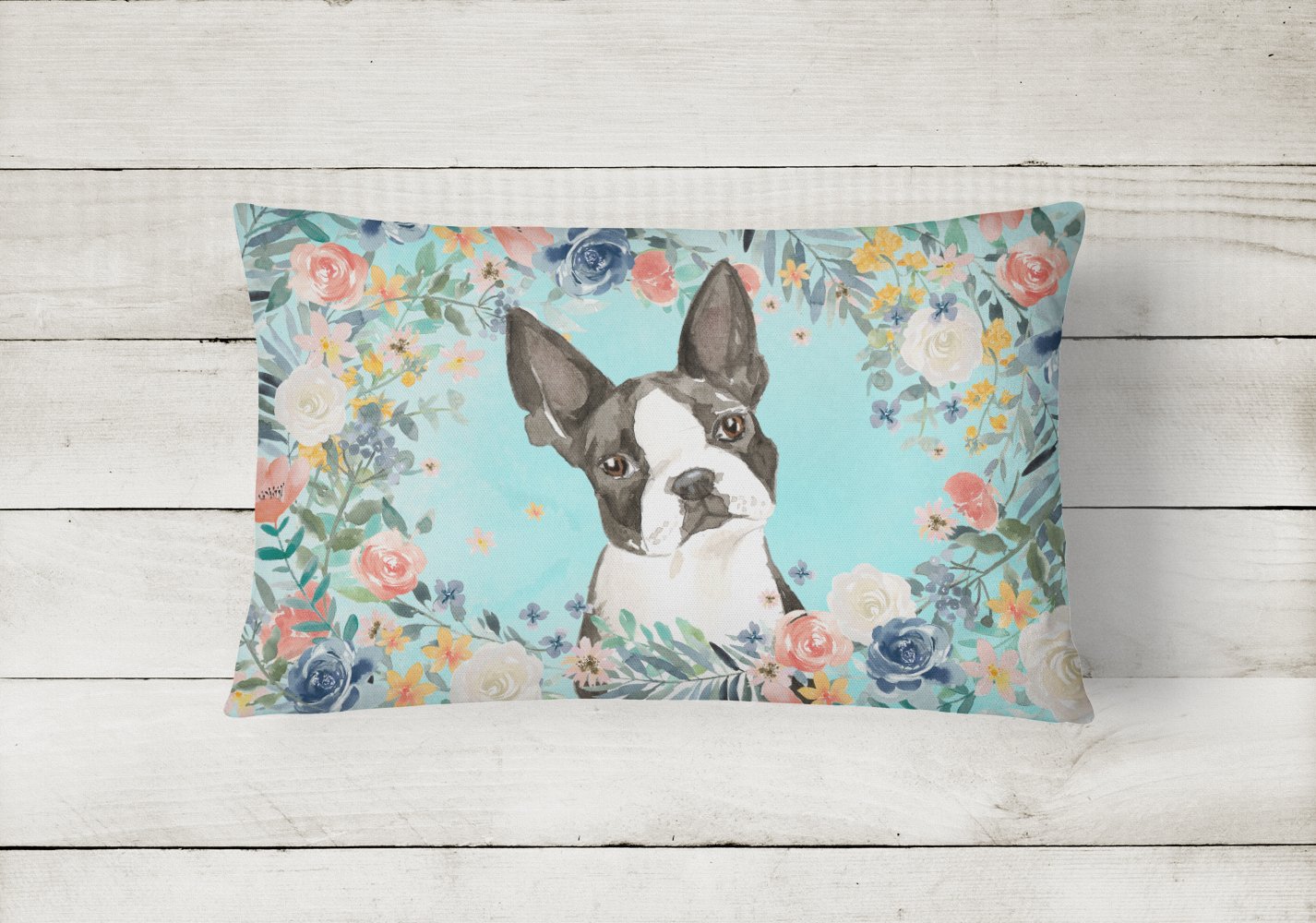 Boston Terrier Canvas Fabric Decorative Pillow CK3433PW1216 by Caroline's Treasures