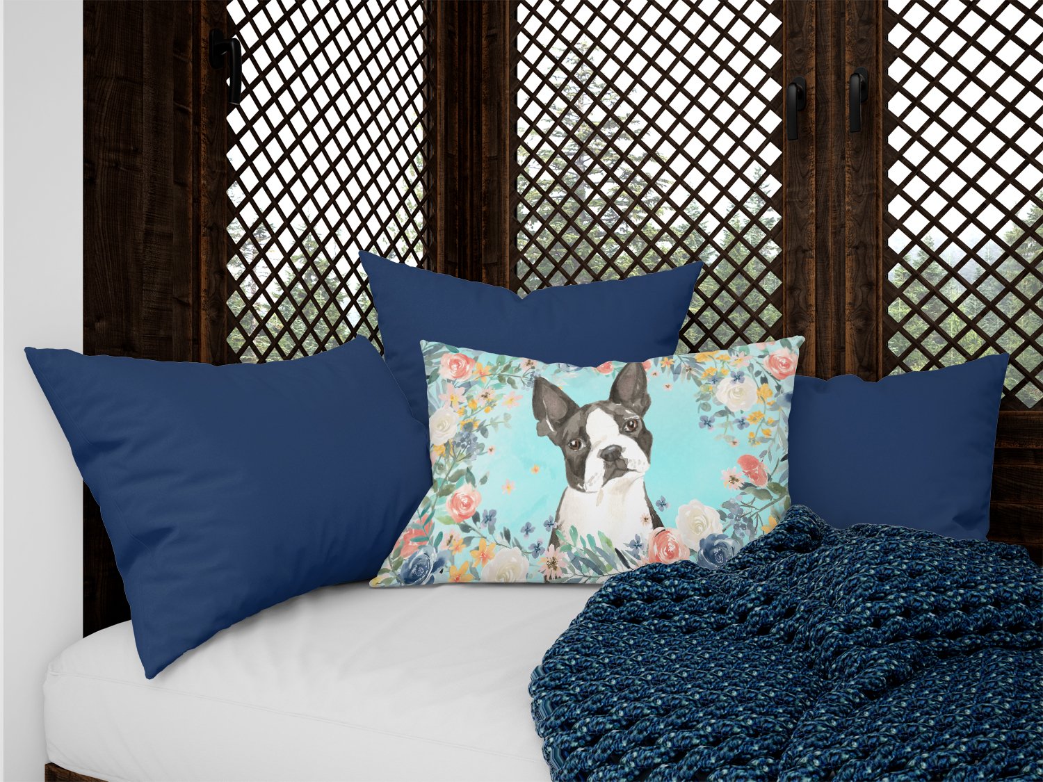 Boston Terrier Canvas Fabric Decorative Pillow CK3433PW1216 by Caroline's Treasures