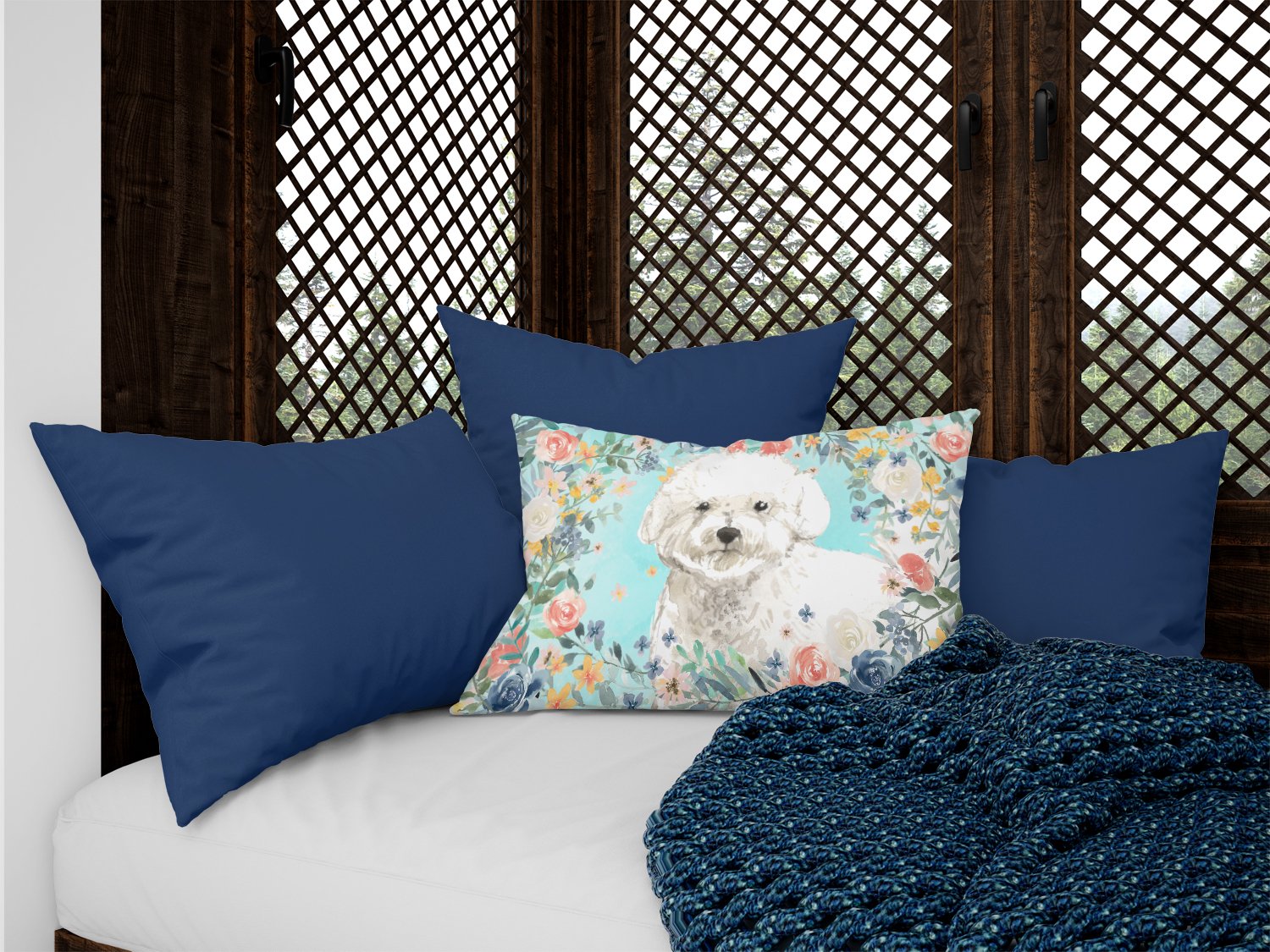 Bichon Frise Canvas Fabric Decorative Pillow CK3435PW1216 by Caroline's Treasures