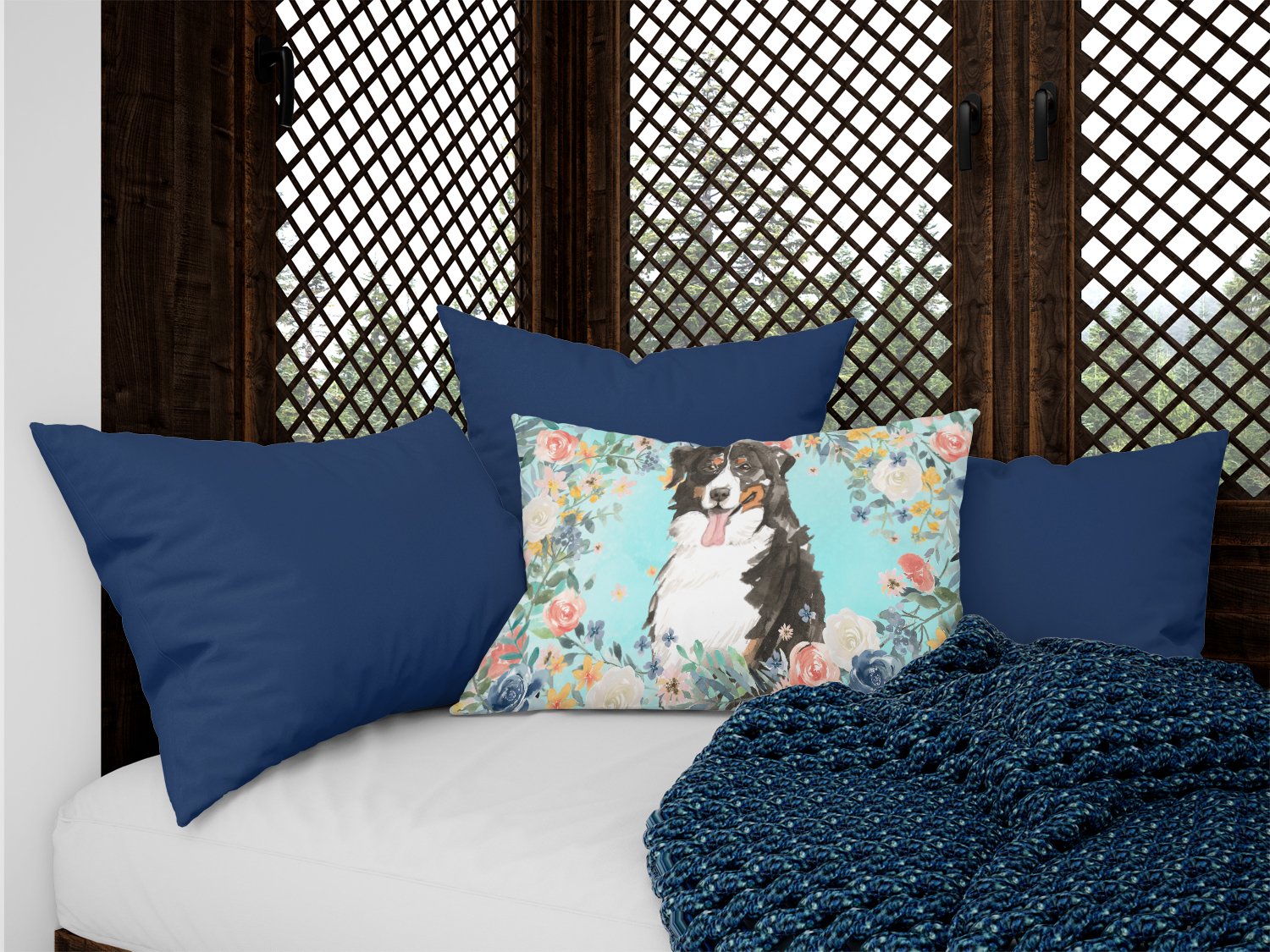 Bernese Mountain Dog Canvas Fabric Decorative Pillow CK3436PW1216 by Caroline's Treasures