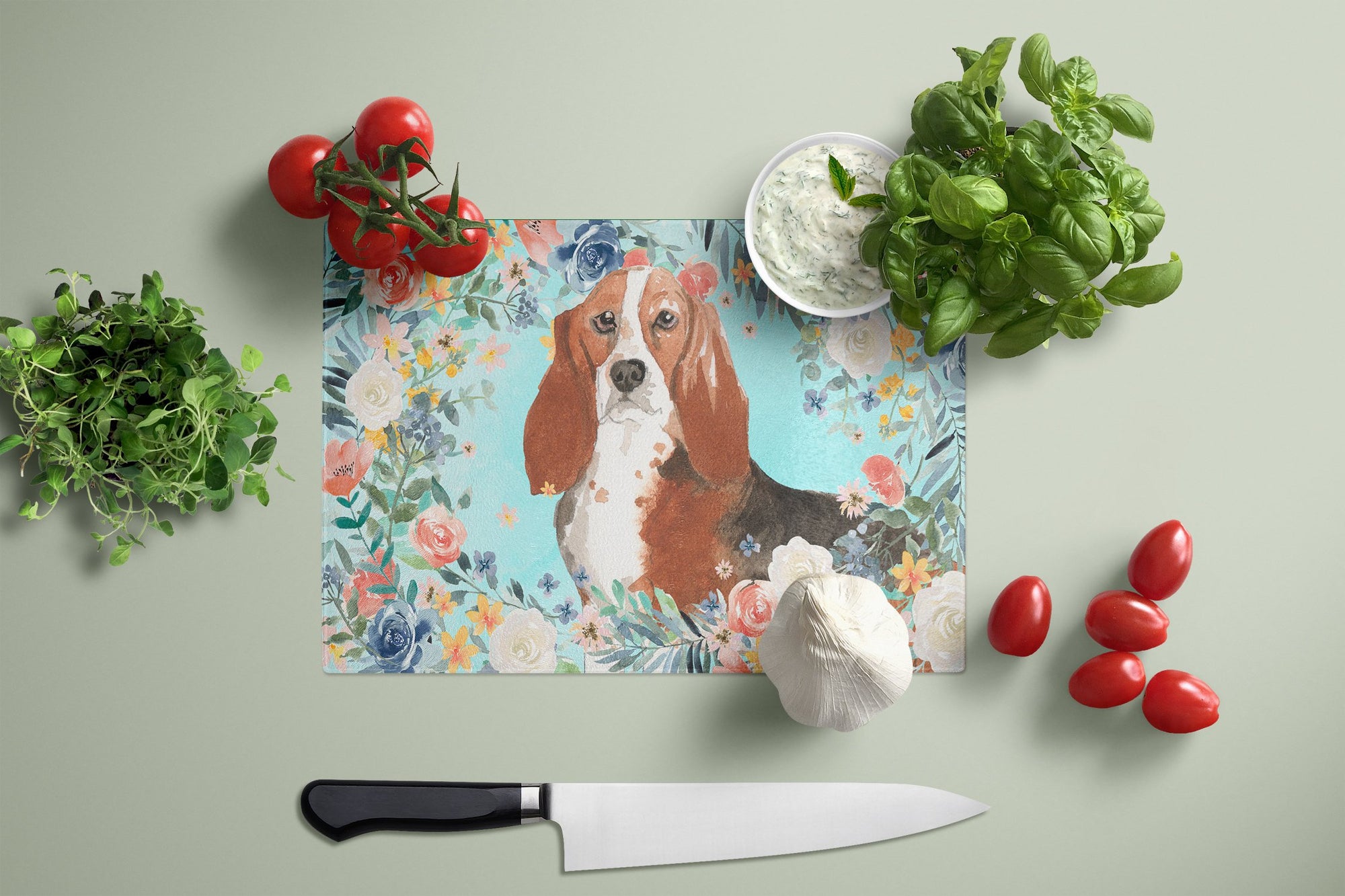 Basset Hound Glass Cutting Board Large CK3437LCB by Caroline's Treasures