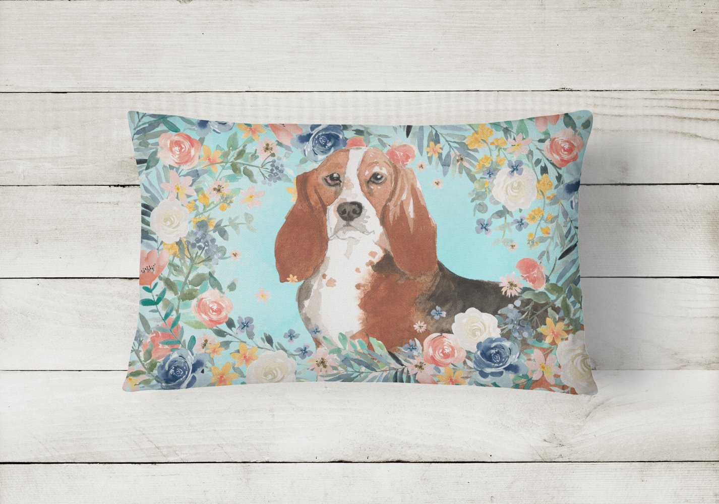 Basset Hound Canvas Fabric Decorative Pillow CK3437PW1216 by Caroline's Treasures