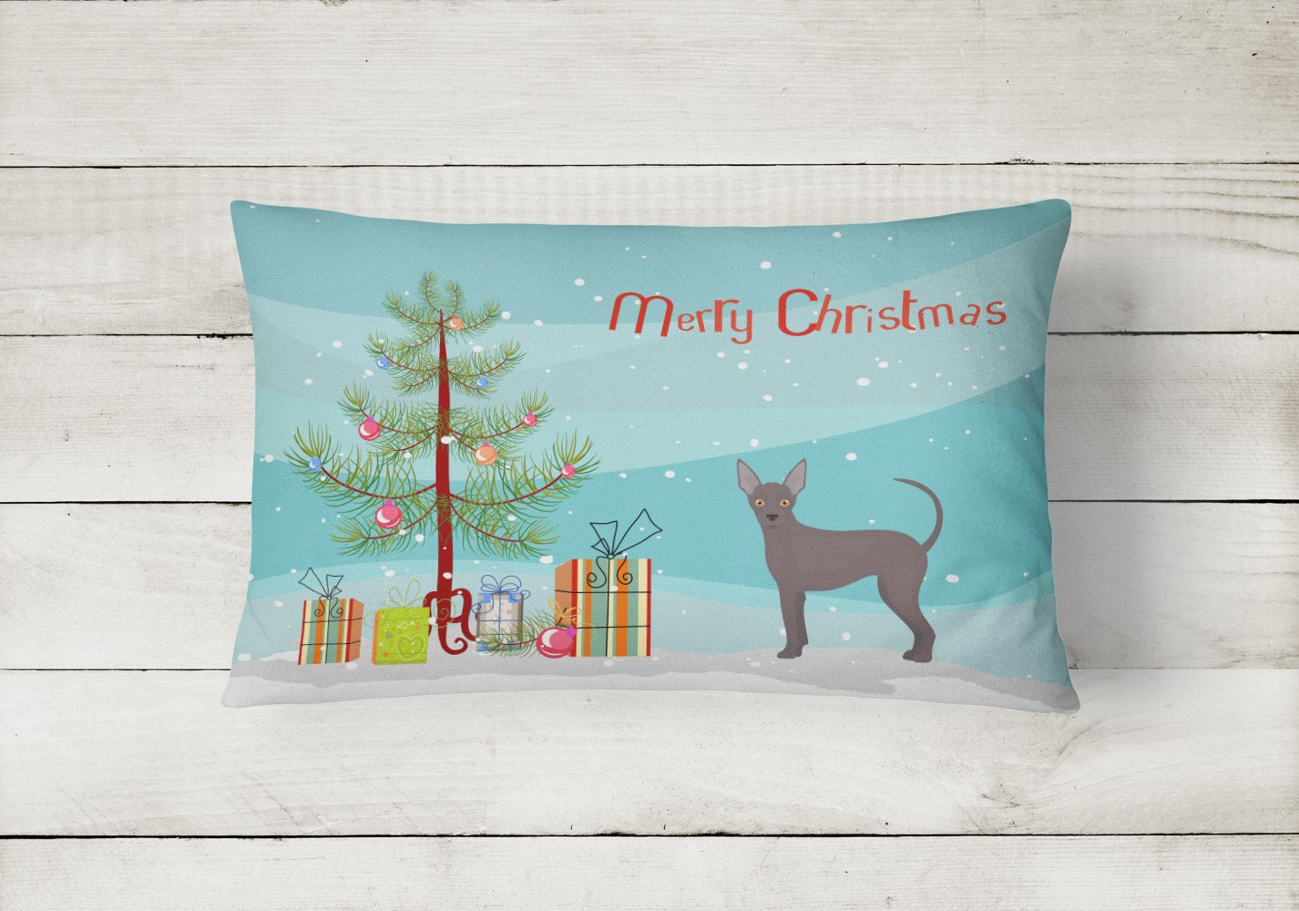 Abyssinian or African Hairless Dog Christmas Tree Canvas Fabric Decorative Pillow CK3438PW1216 by Caroline's Treasures