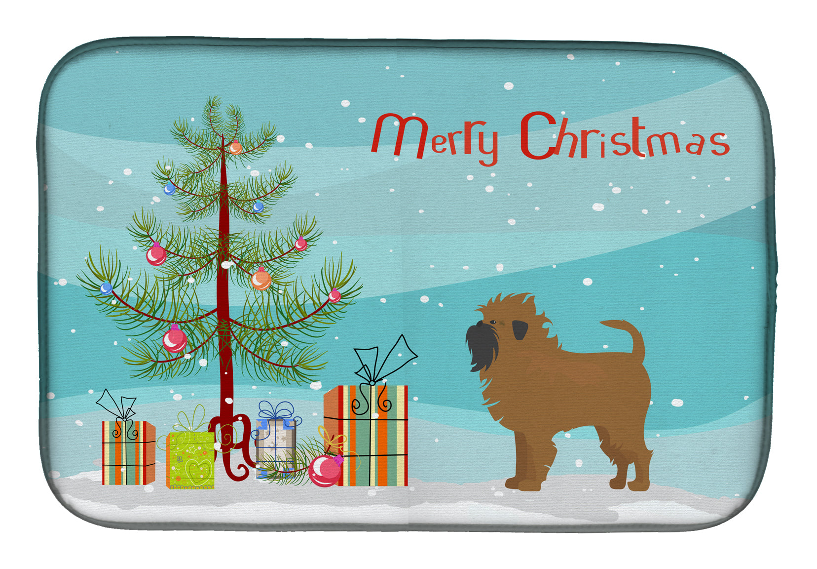 Tan Affenpinscher Christmas Tree Dish Drying Mat CK3439DDM  the-store.com.