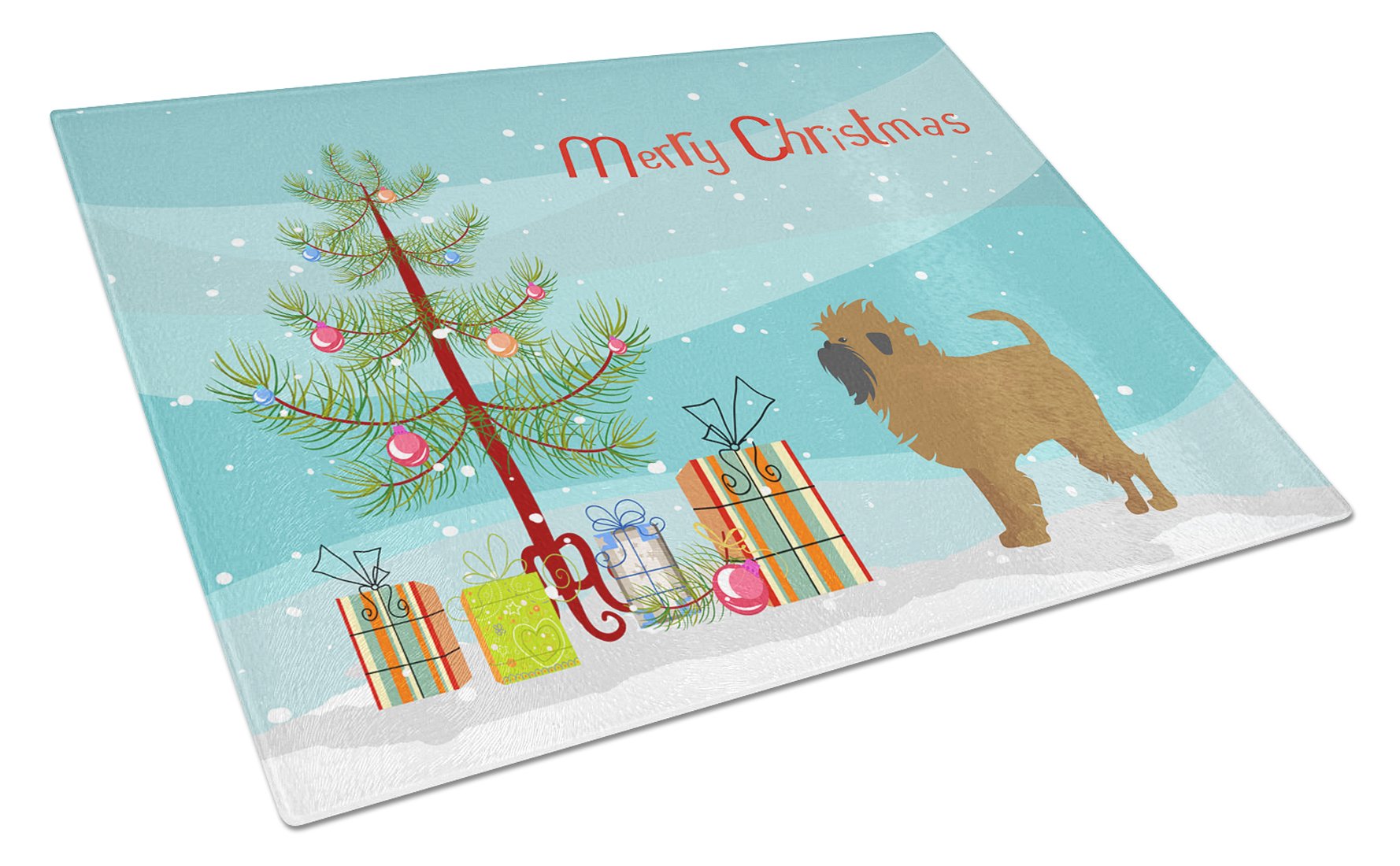 Tan Affenpinscher Christmas Tree Glass Cutting Board Large CK3439LCB by Caroline's Treasures