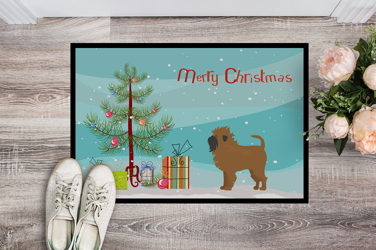 Tan Affenpinscher Christmas Tree Indoor or Outdoor Mat 18x27 CK3439MAT - the-store.com