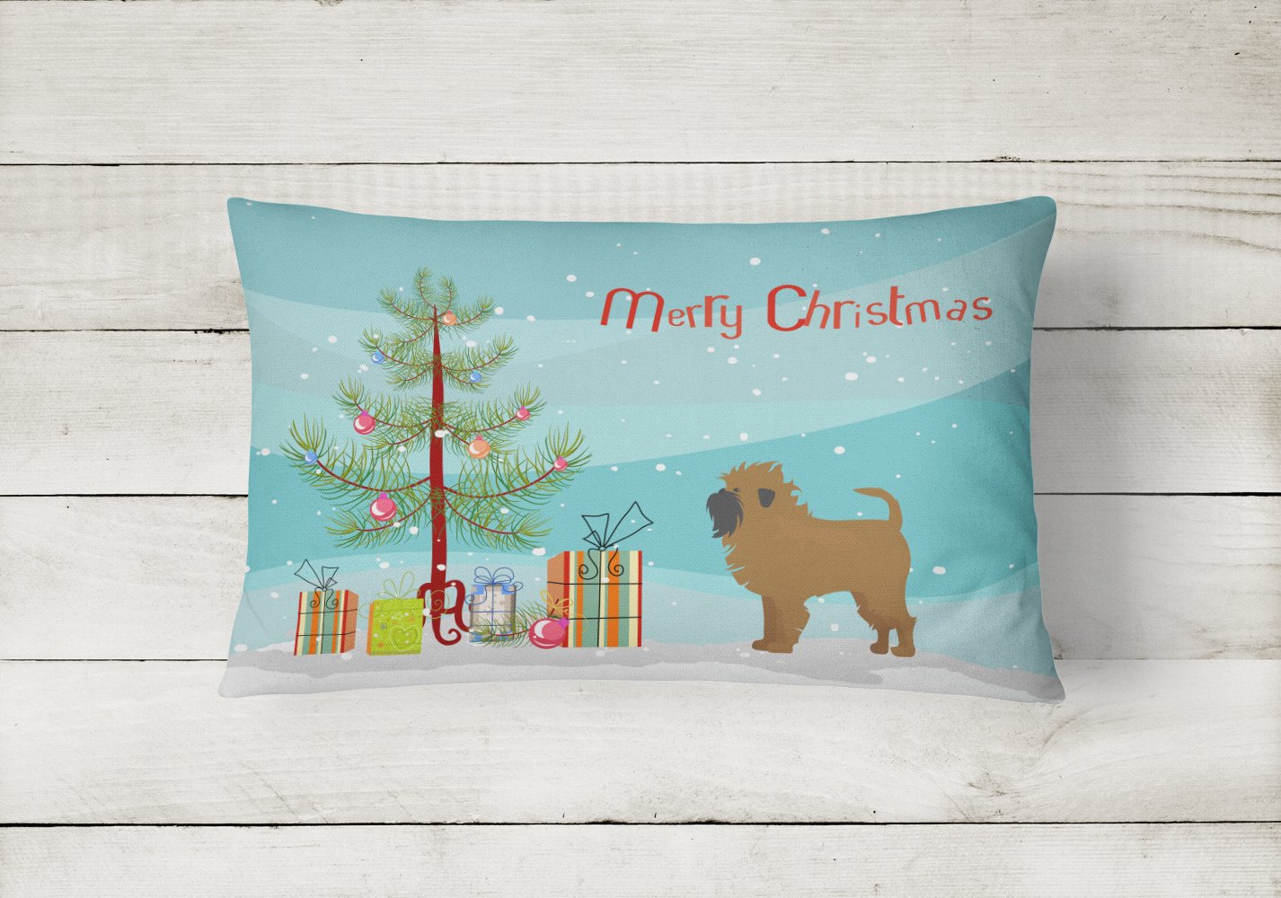 Tan Affenpinscher Christmas Tree Canvas Fabric Decorative Pillow CK3439PW1216 by Caroline's Treasures