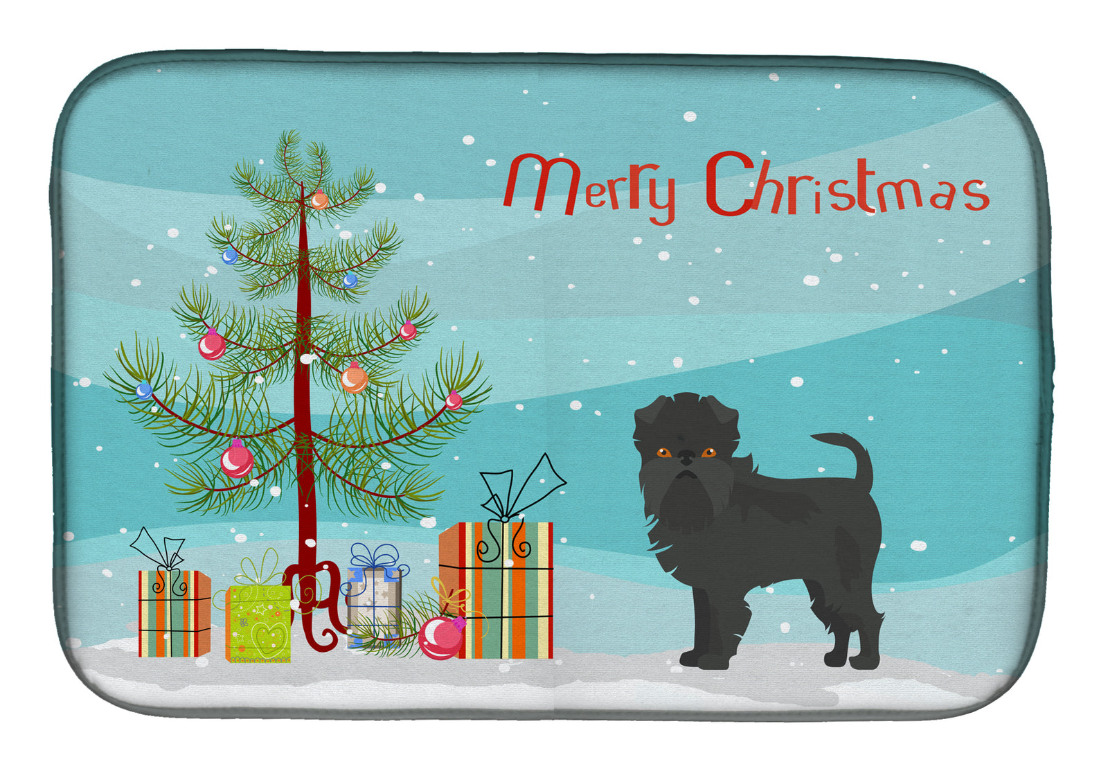 Affenpinscher Christmas Tree Dish Drying Mat CK3440DDM  the-store.com.