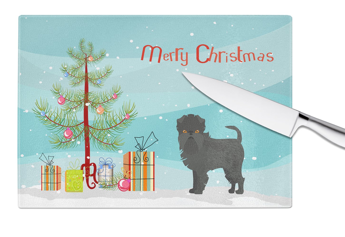 Affenpinscher Christmas Tree Glass Cutting Board Large CK3440LCB by Caroline's Treasures