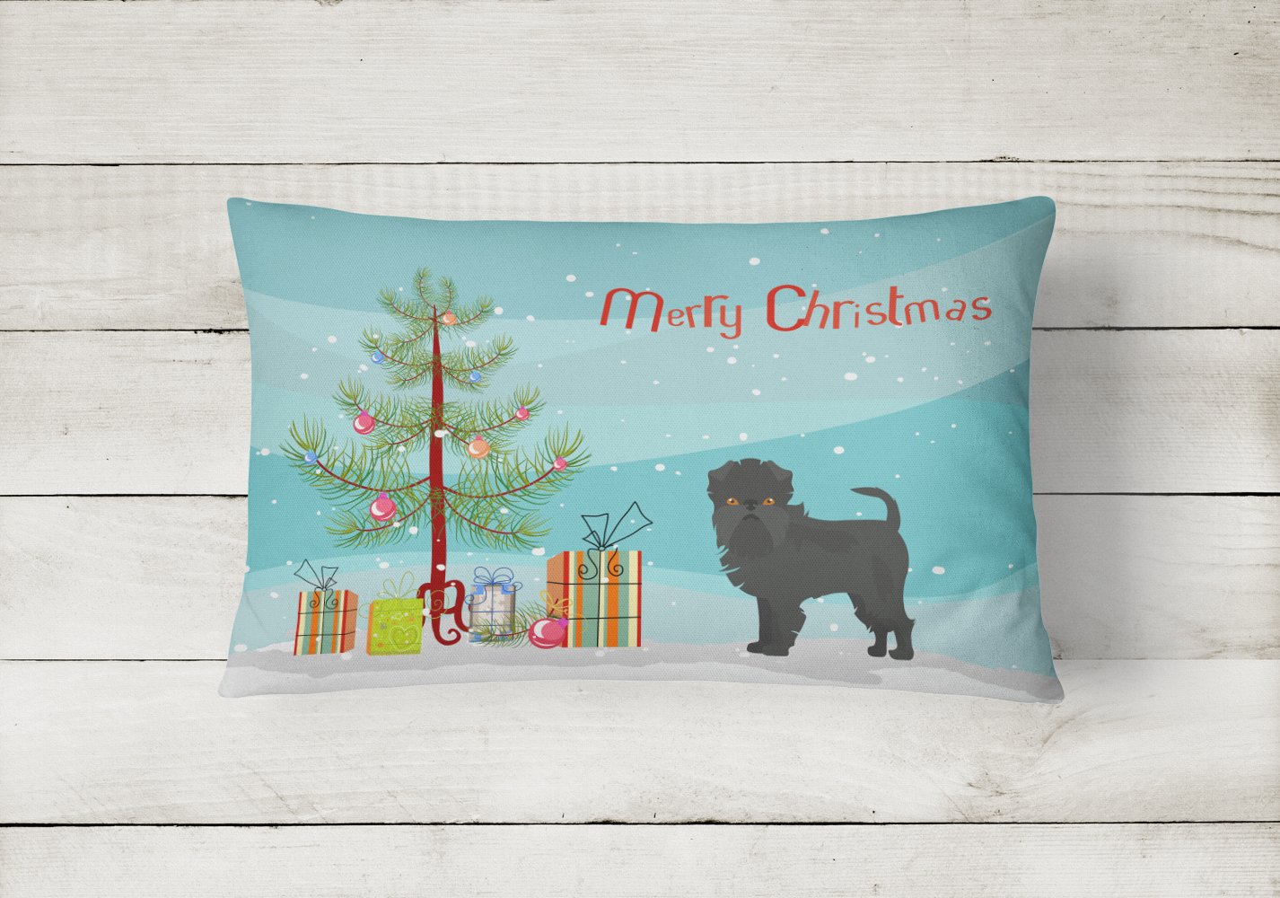 Affenpinscher Christmas Tree Canvas Fabric Decorative Pillow CK3440PW1216 by Caroline's Treasures