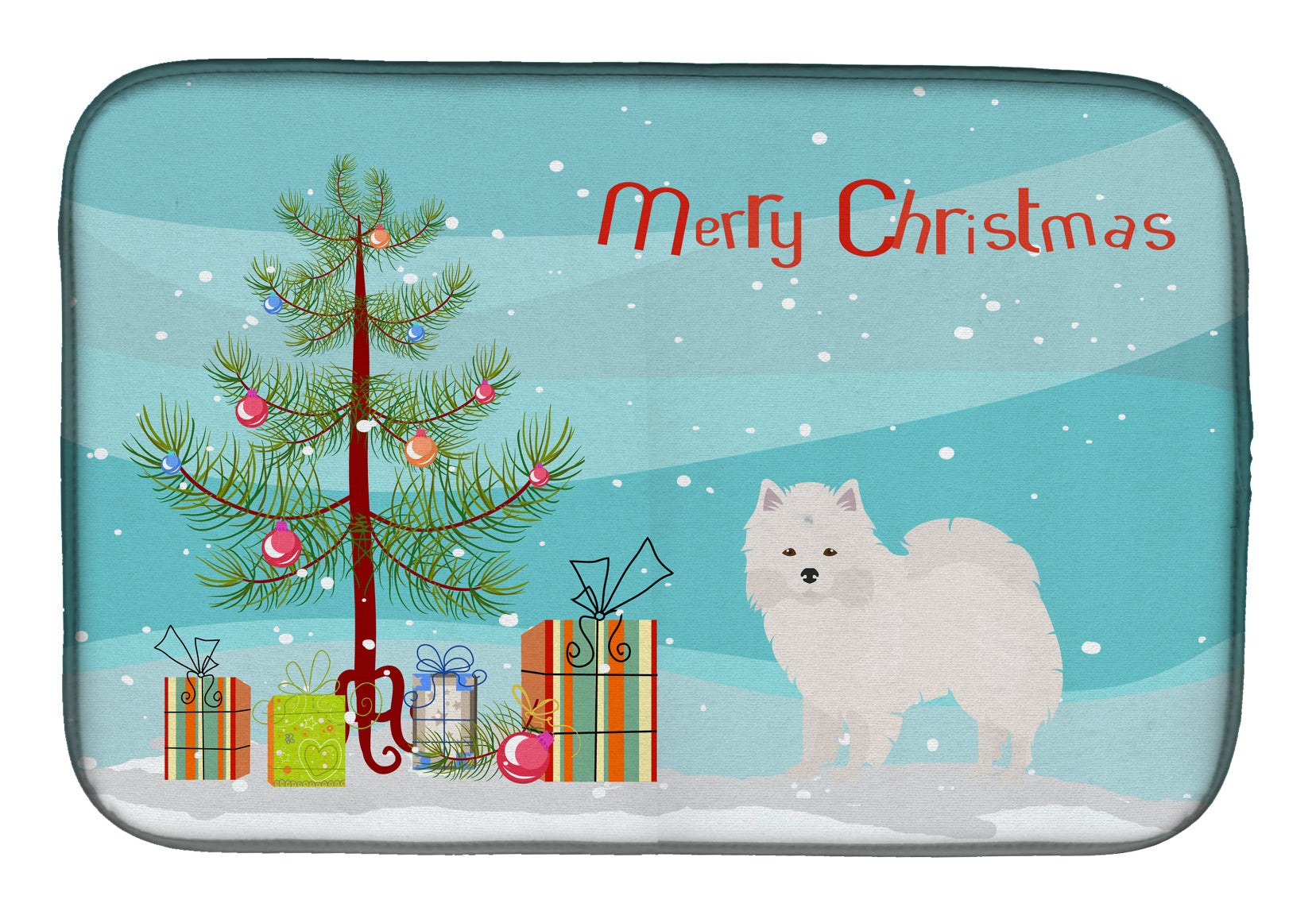 American Eskimo Christmas Tree Dish Drying Mat CK3441DDM  the-store.com.