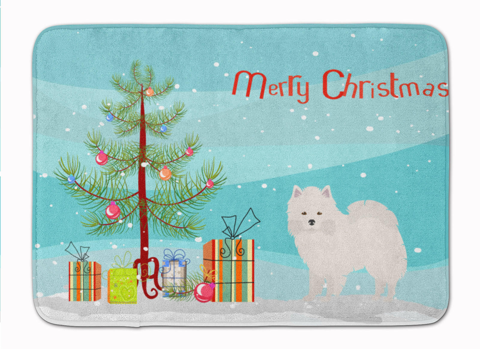 American Eskimo Christmas Tree Machine Washable Memory Foam Mat CK3441RUG - the-store.com