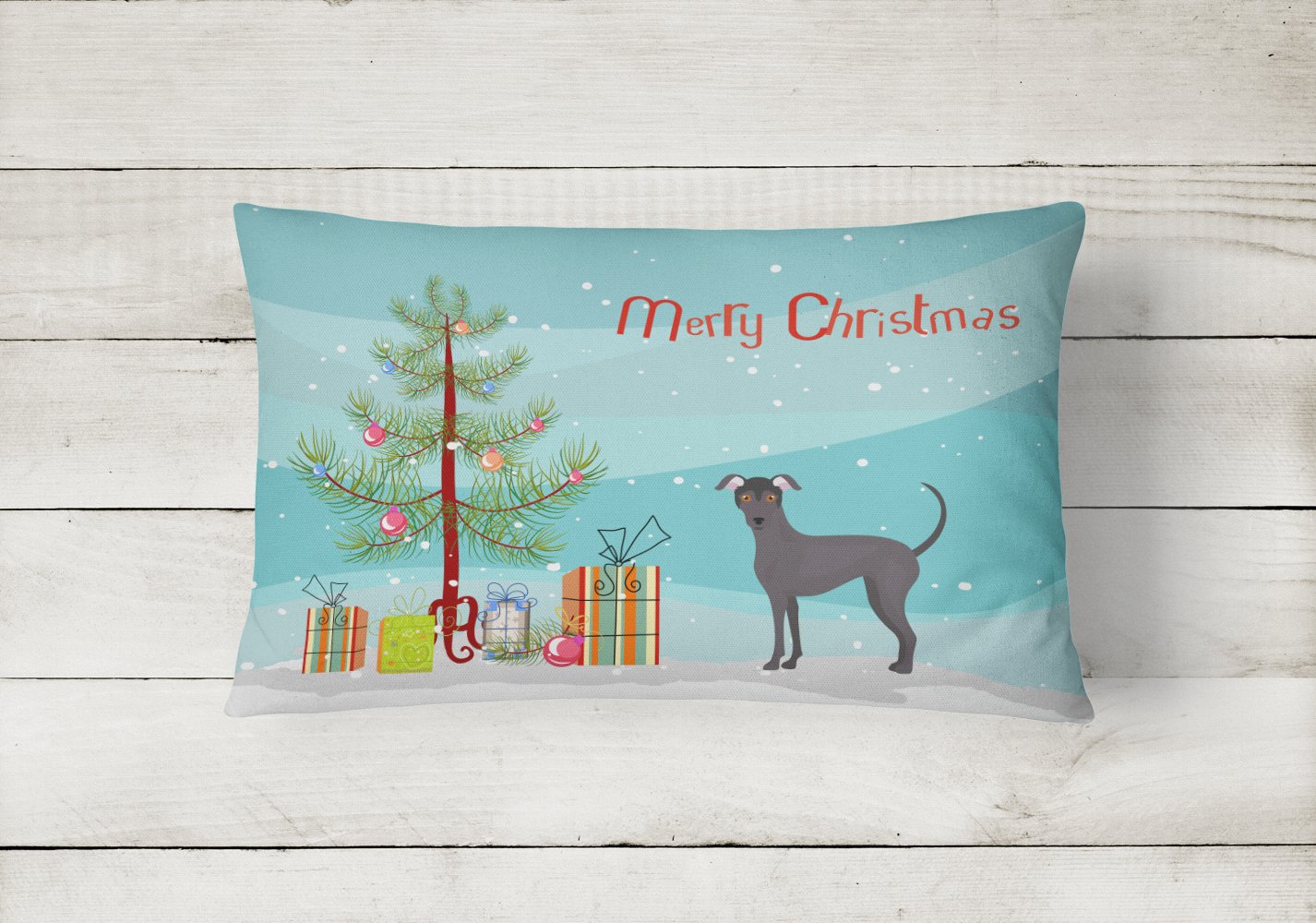 Argentine Pila Dog Christmas Tree Canvas Fabric Decorative Pillow CK3442PW1216 by Caroline's Treasures