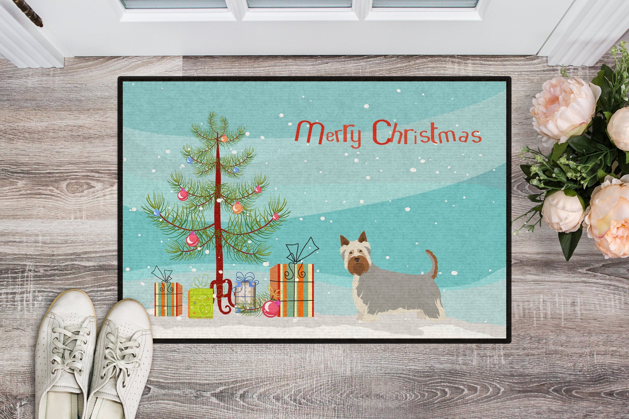 Australian Silky Terrier Christmas Tree Indoor or Outdoor Mat 24x36 CK3443JMAT by Caroline's Treasures