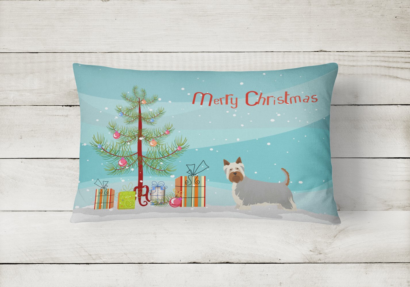 Australian Silky Terrier Christmas Tree Canvas Fabric Decorative Pillow CK3443PW1216 by Caroline's Treasures