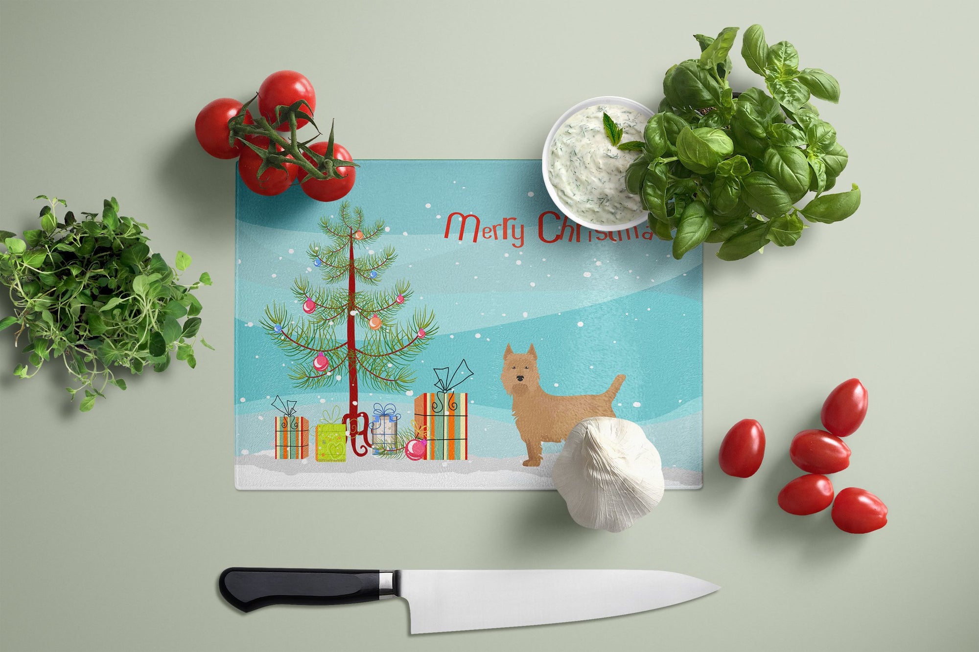 Airedale Terrier Christmas Tree Glass Cutting Board Large CK3444LCB by Caroline's Treasures