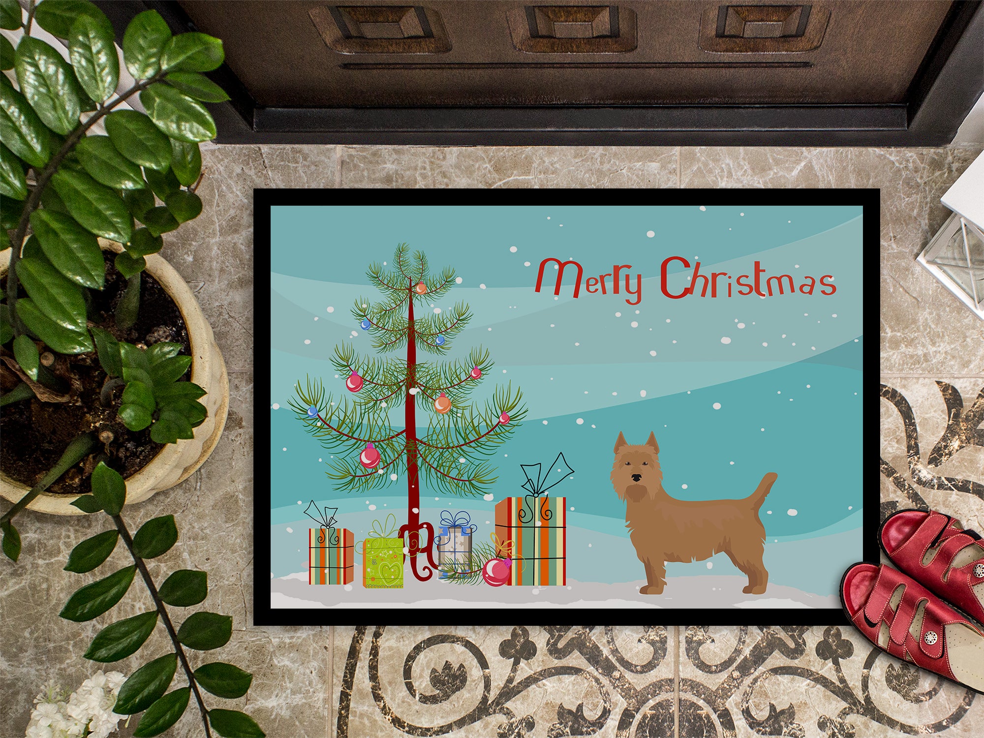 Airedale Terrier Christmas Tree Indoor or Outdoor Mat 18x27 CK3444MAT - the-store.com