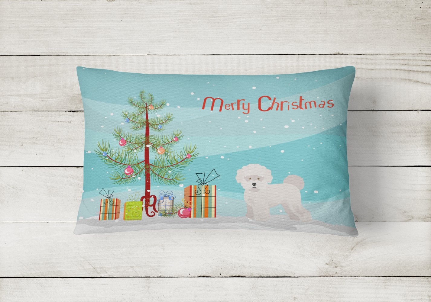 Bichon Frisé Christmas Tree Canvas Fabric Decorative Pillow CK3445PW1216 by Caroline's Treasures