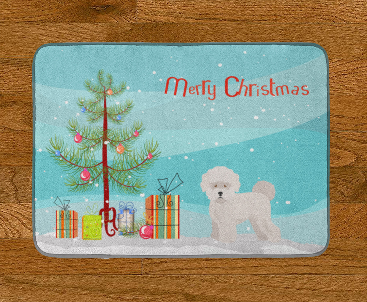 Bichon Frisé Christmas Tree Machine Washable Memory Foam Mat CK3445RUG - the-store.com