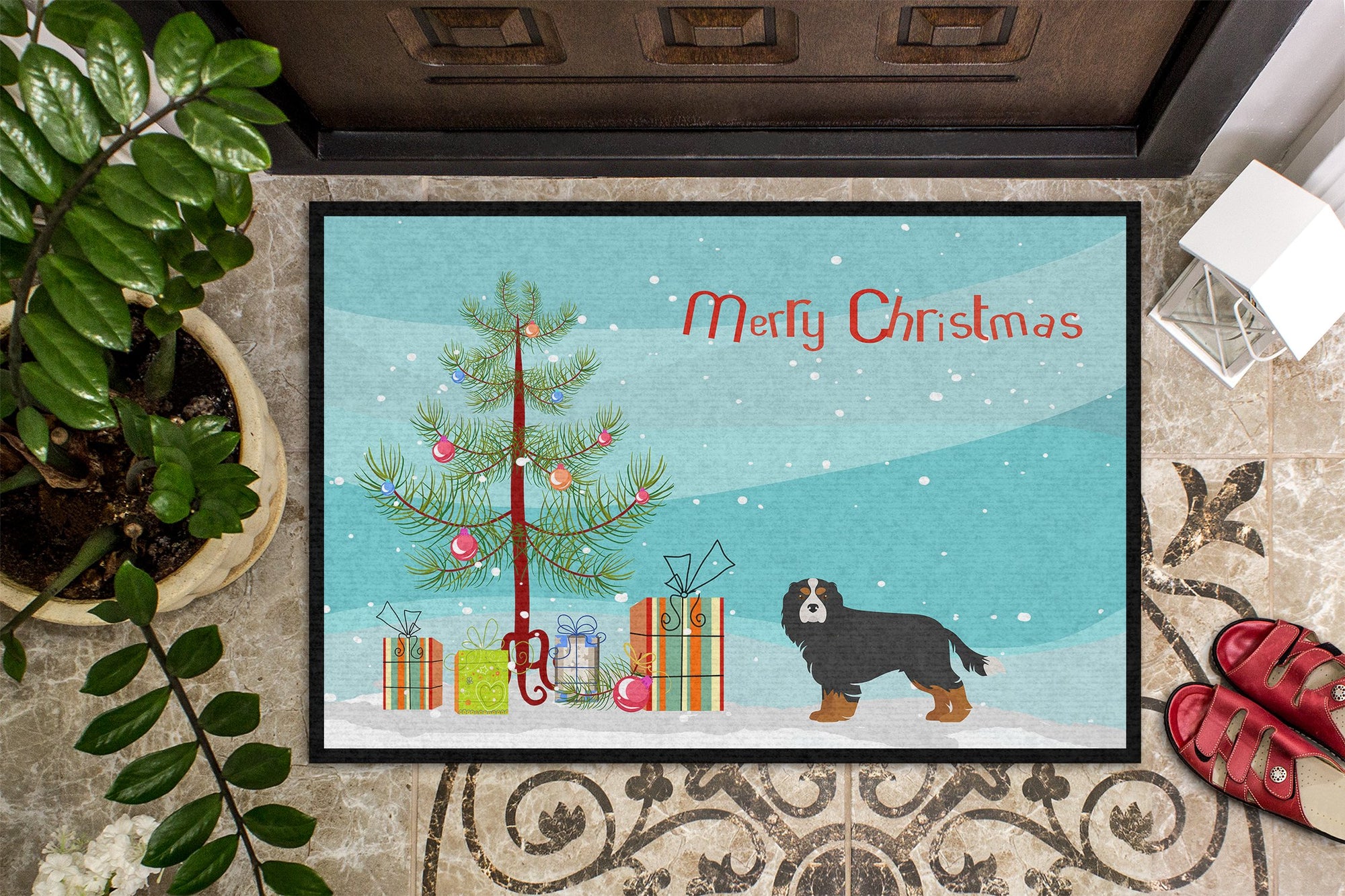 Cavalier King Charles Spaniel Tricolor Christmas Tree Indoor or Outdoor Mat 24x36 CK3446JMAT by Caroline's Treasures