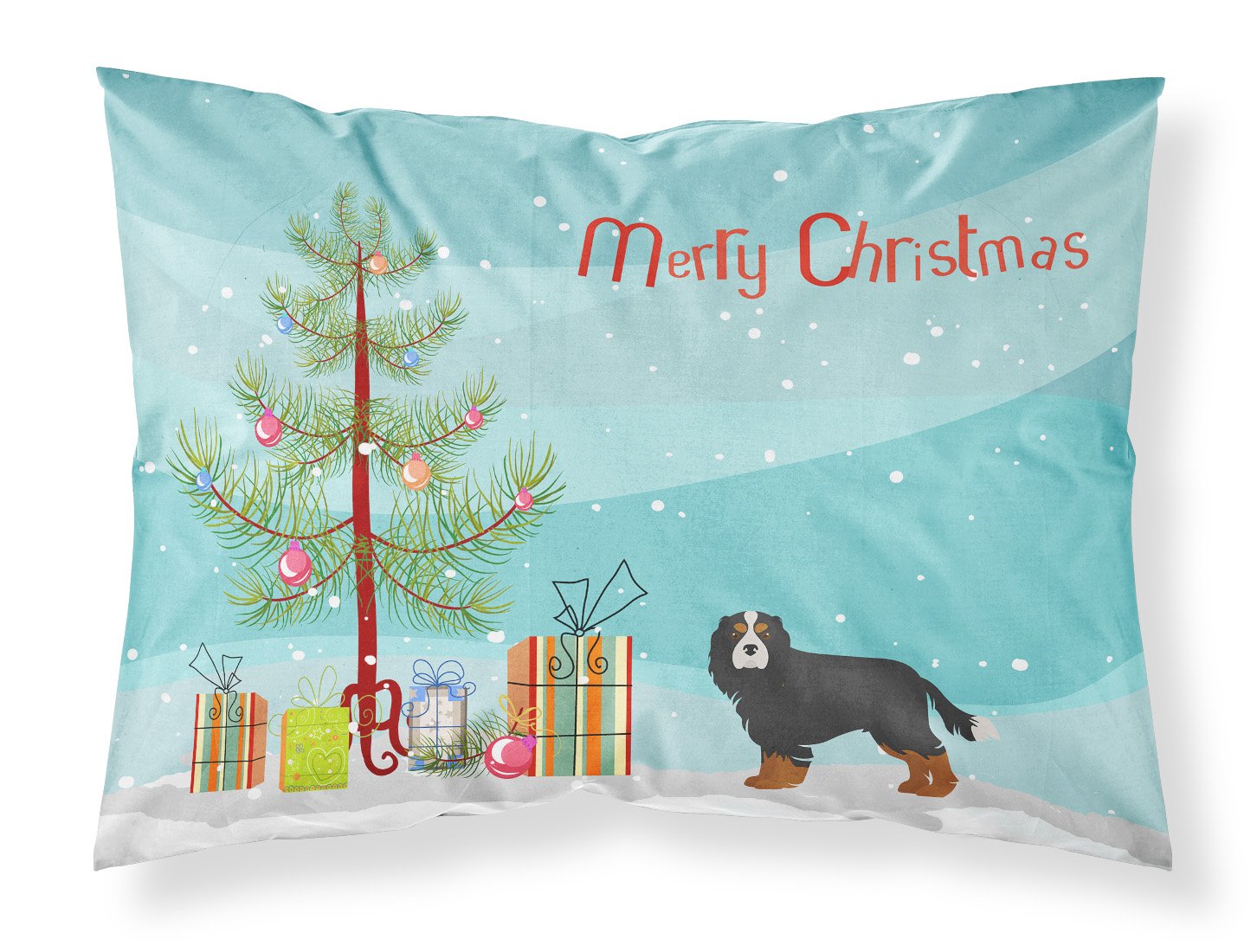 Cavalier King Charles Spaniel Tricolor Christmas Tree Fabric Standard Pillowcase CK3446PILLOWCASE by Caroline's Treasures