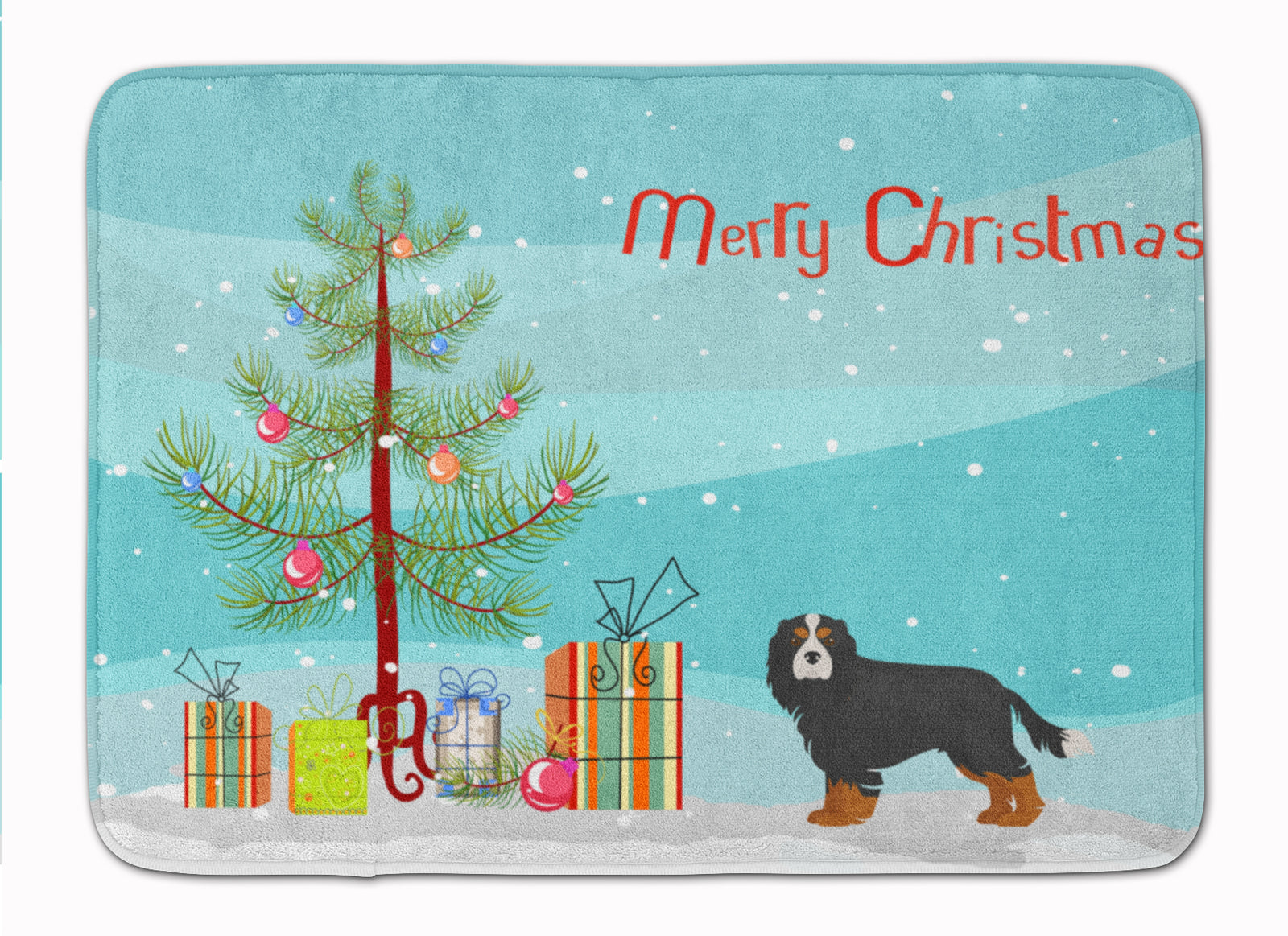 Cavalier King Charles Spaniel Tricolor Christmas Tree Machine Washable Memory Foam Mat CK3446RUG - the-store.com