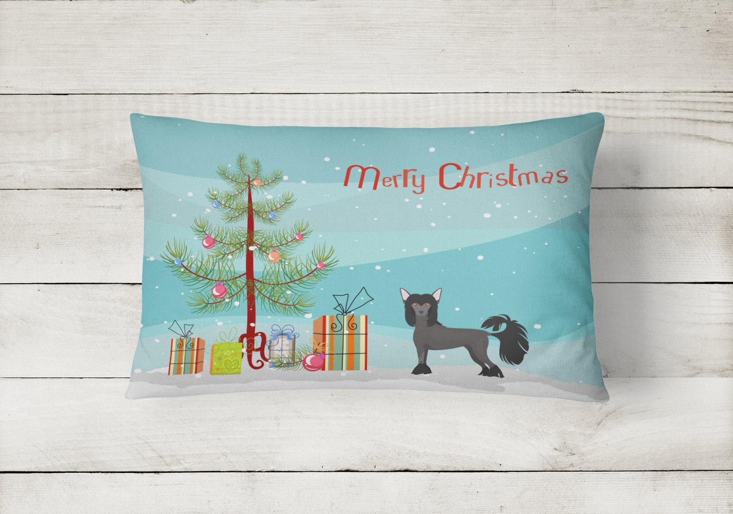 Chinese Crested Christmas Tree Canvas Fabric Decorative Pillow CK3447PW1216 by Caroline's Treasures