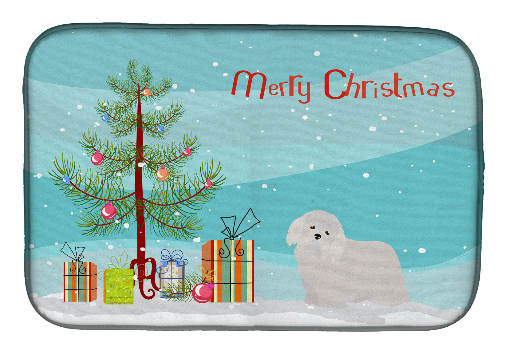 Coton de Tulear Christmas Tree Dish Drying Mat CK3448DDM  the-store.com.