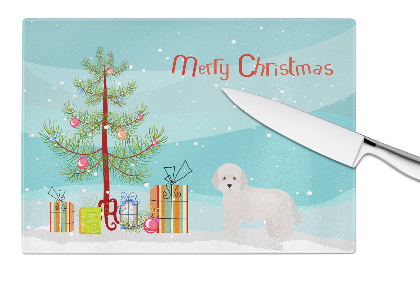 Cyprus Poodle Christmas Tree Glass Cutting Board Large CK3449LCB by Caroline's Treasures