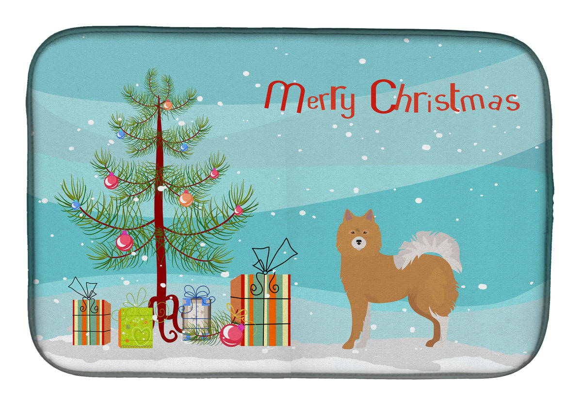 Brown &amp; White Elo dog Christmas Tree Dish Drying Mat CK3451DDM  the-store.com.