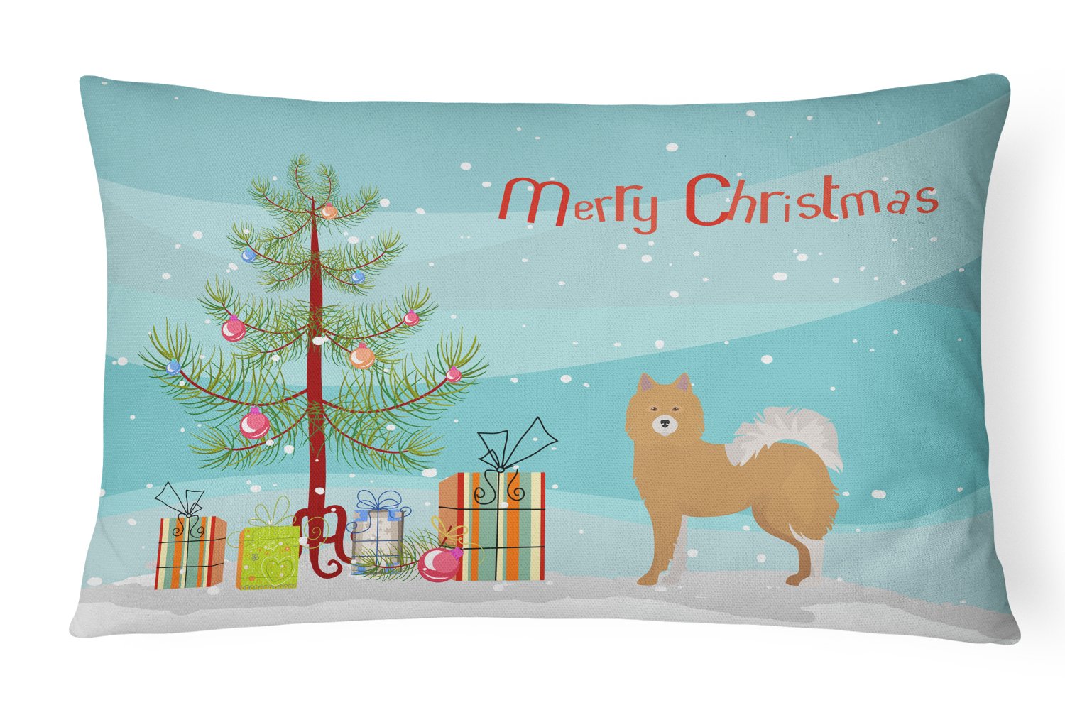 Brown & White Elo dog Christmas Tree Canvas Fabric Decorative Pillow CK3451PW1216 by Caroline's Treasures