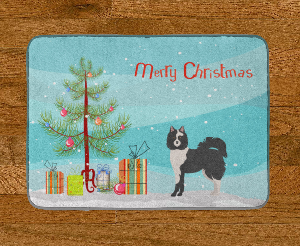 Black and White Elo dog Christmas Tree Machine Washable Memory Foam Mat CK3452RUG - the-store.com