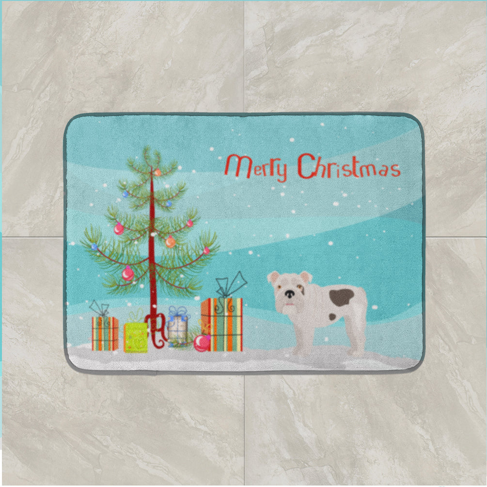 Bulldog, English Bulldog Christmas Tree Machine Washable Memory Foam Mat CK3453RUG - the-store.com